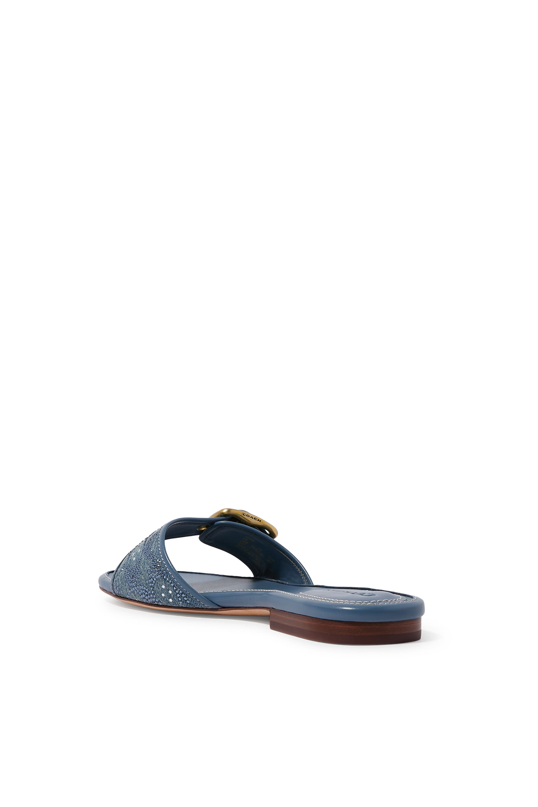 Margot Flat Sandals in Crystal Signature Denim