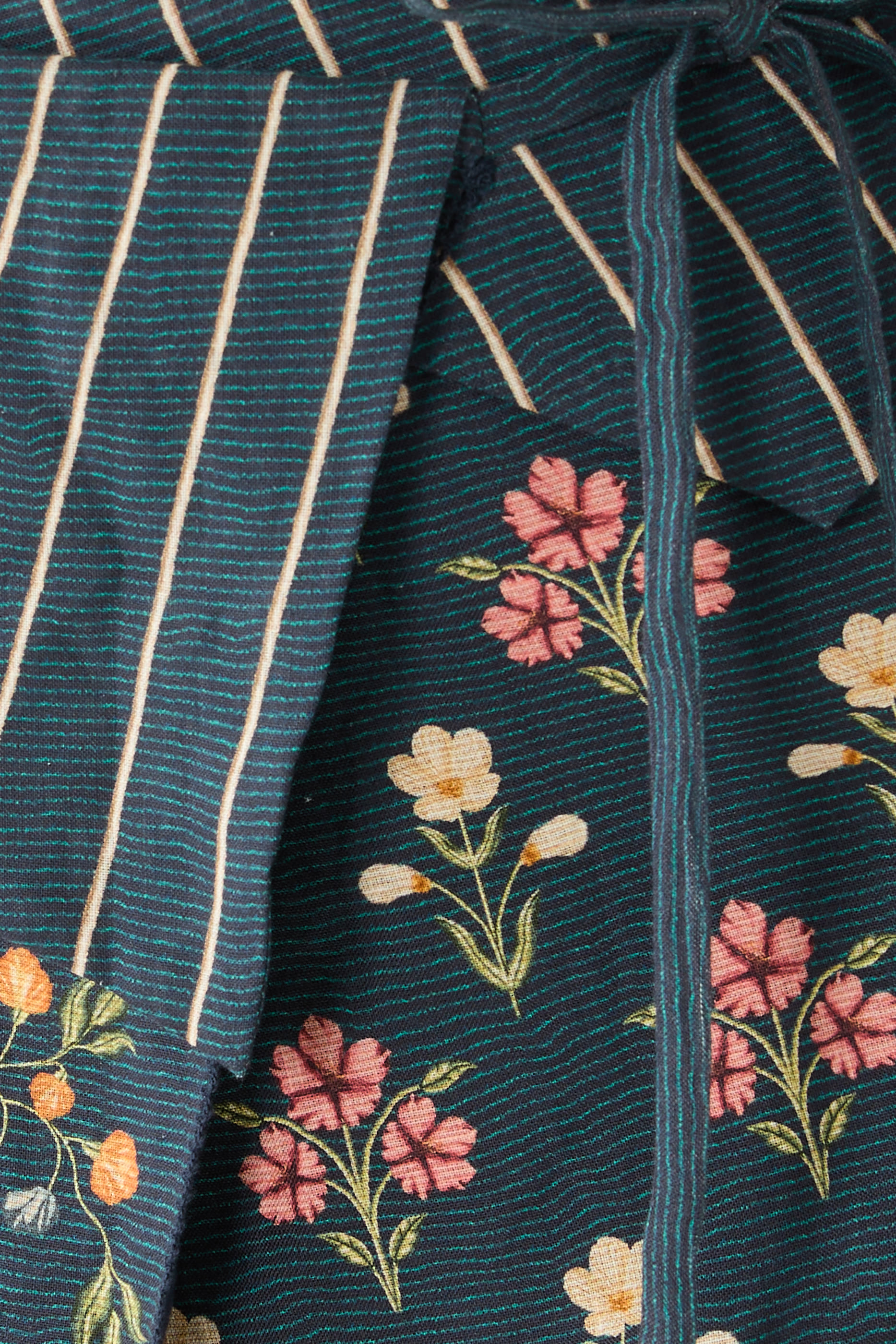 Arte Striped Floral-Print Pareo Skirt