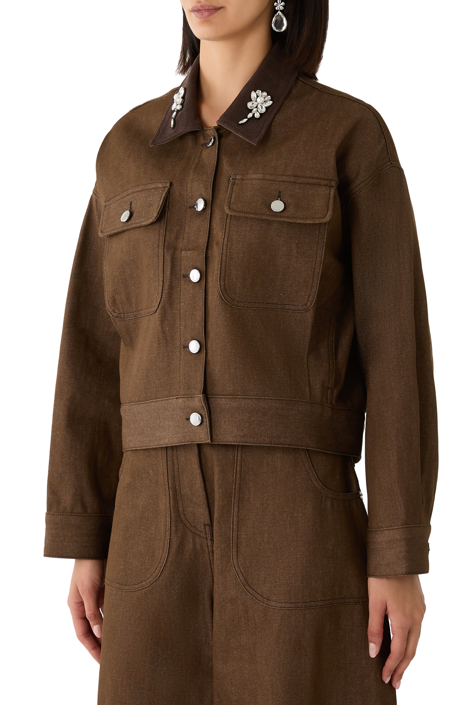 Cropped Utility Denim Workwear Jacket 