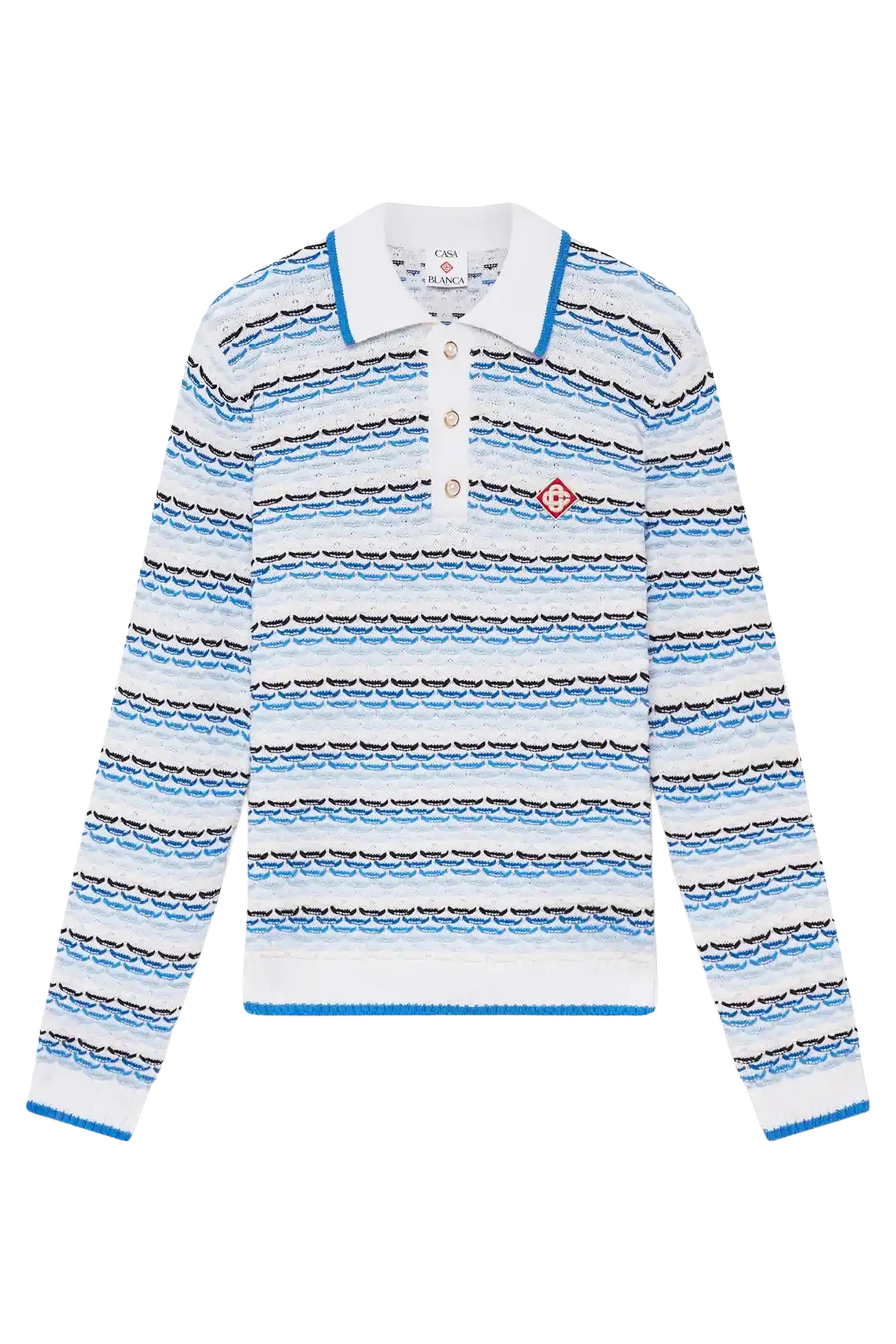  Tuck Stitch Long Sleeve Polo Shirt