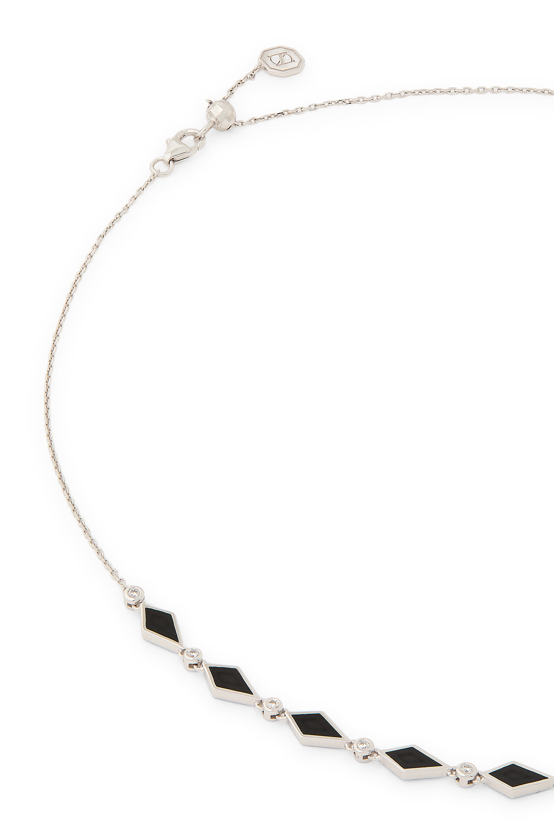 Mosaic Necklace, 18k White Gold & Enamel, Diamond