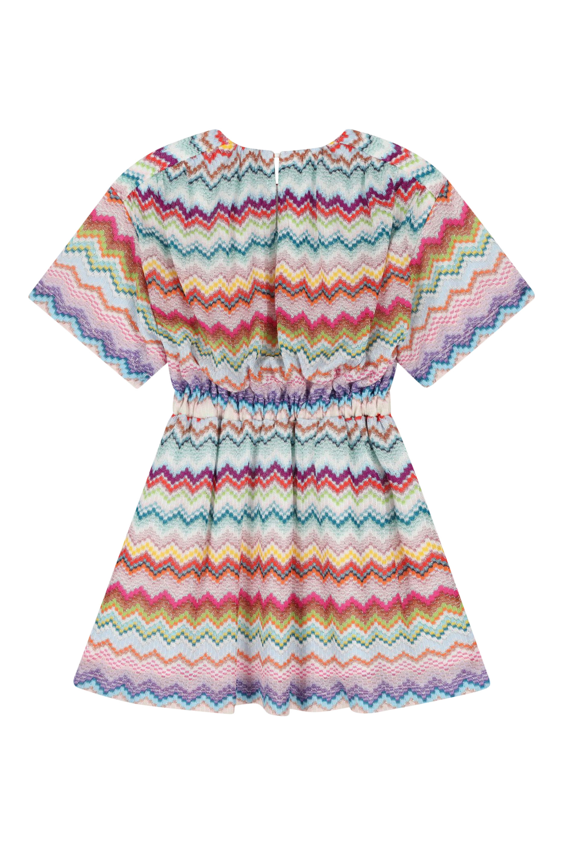 Kids Zig Zag Knit Short Sleeves Midi Dress