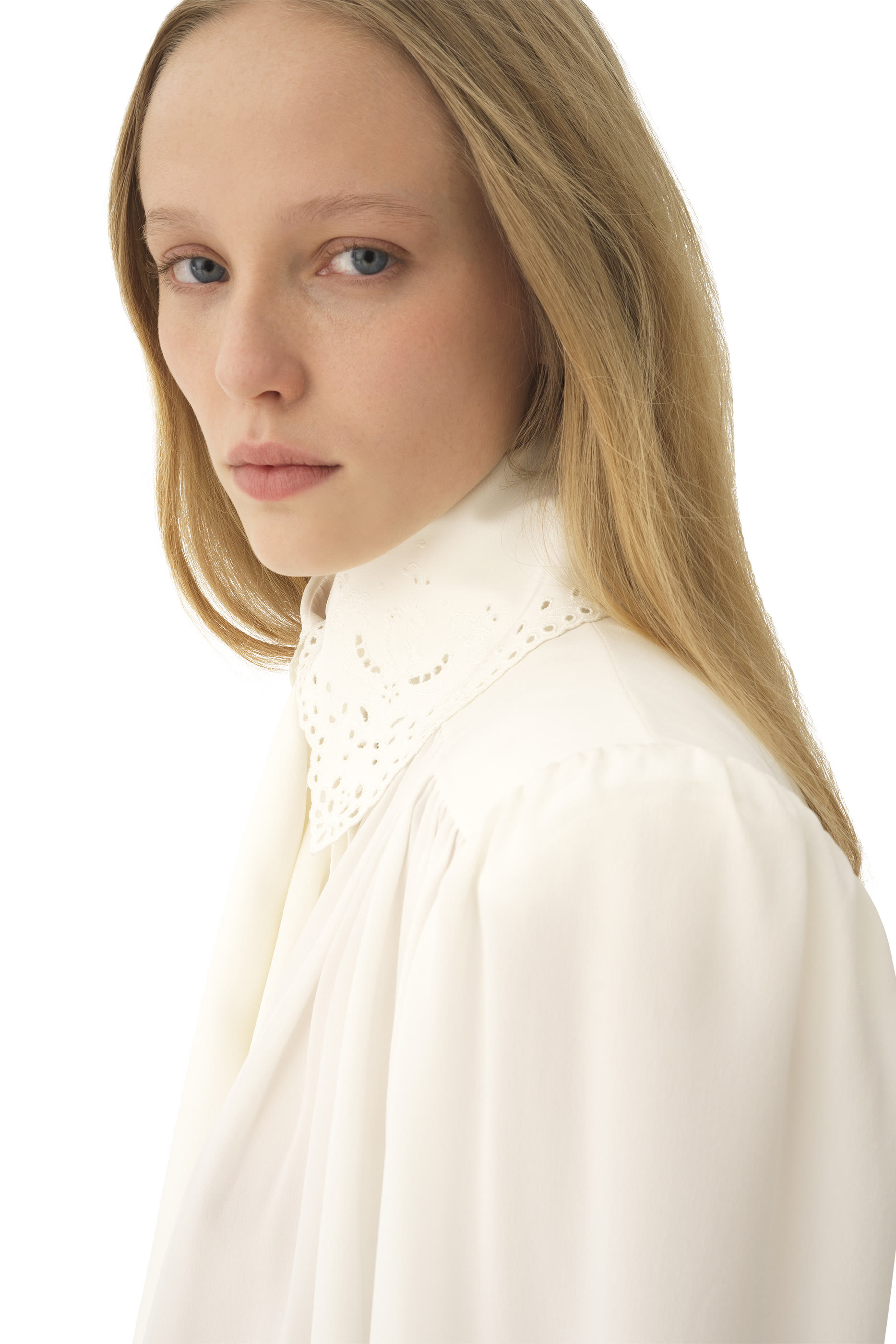 Gathered Scarf-Tie Blouse 