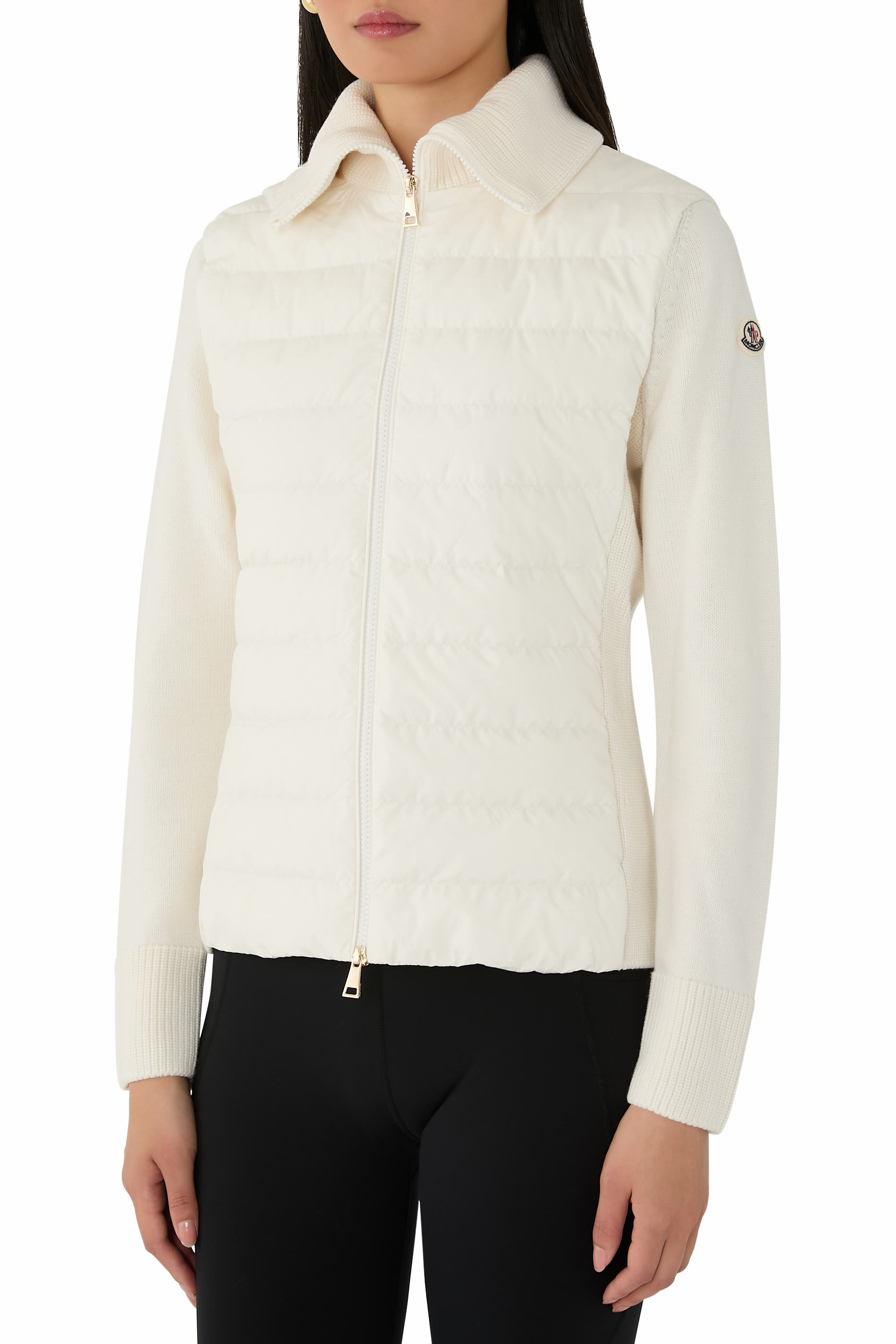 Padded Wool Zip-Up Cardigan