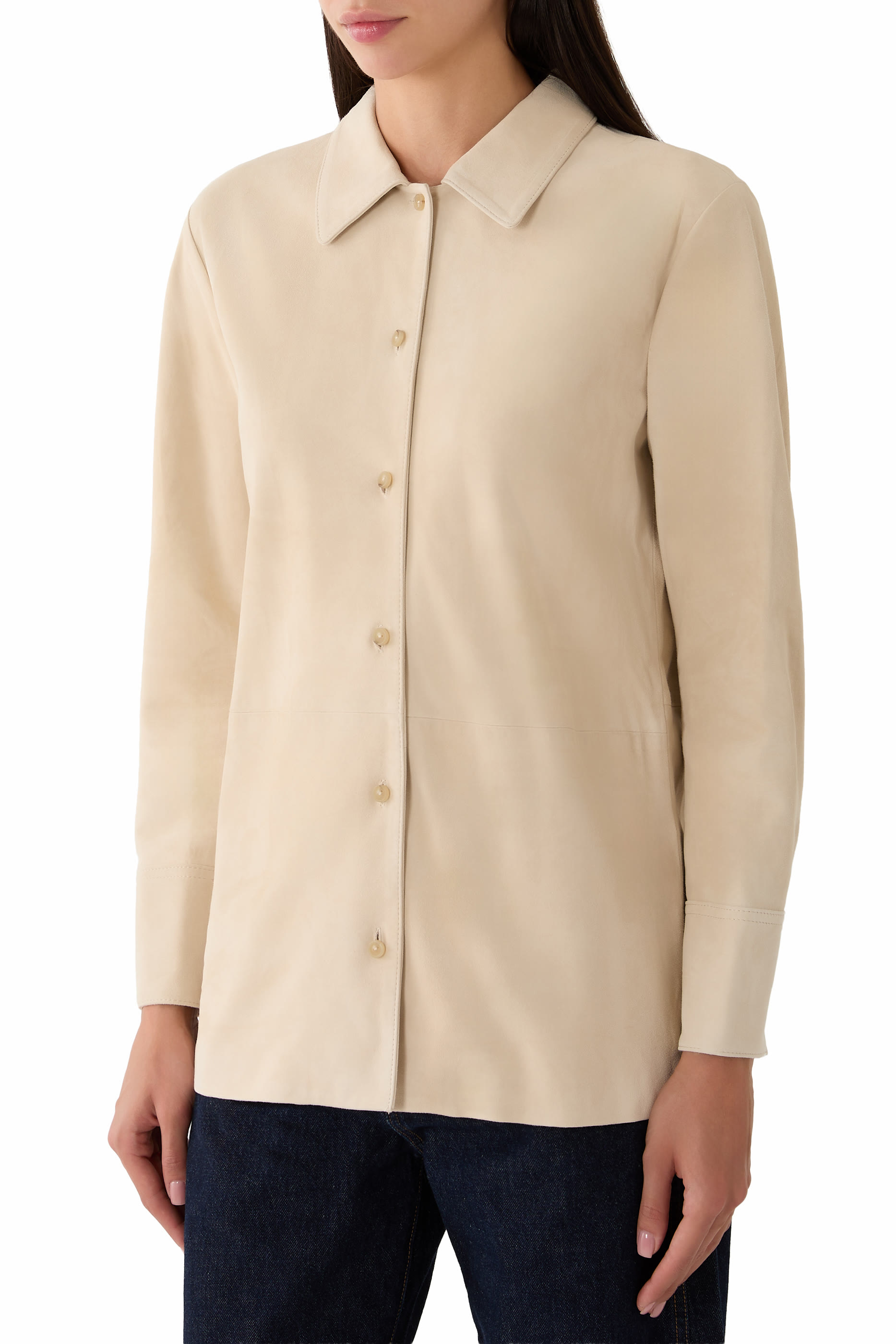 Suede Paneled Shirt Jacket 