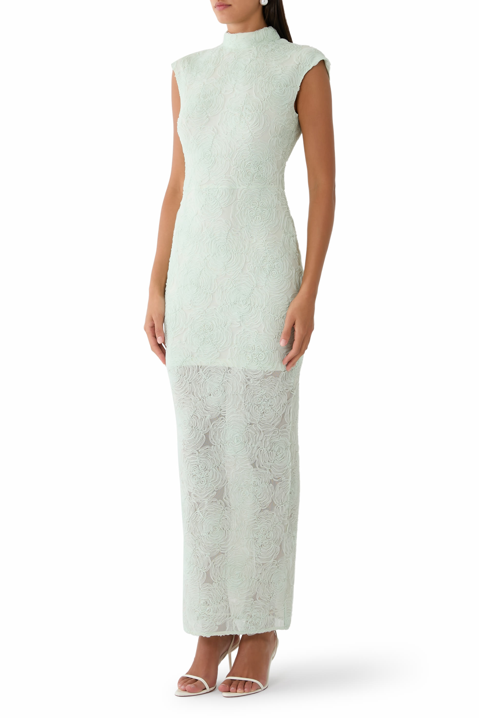 Flower Mesh Maxi Dress
