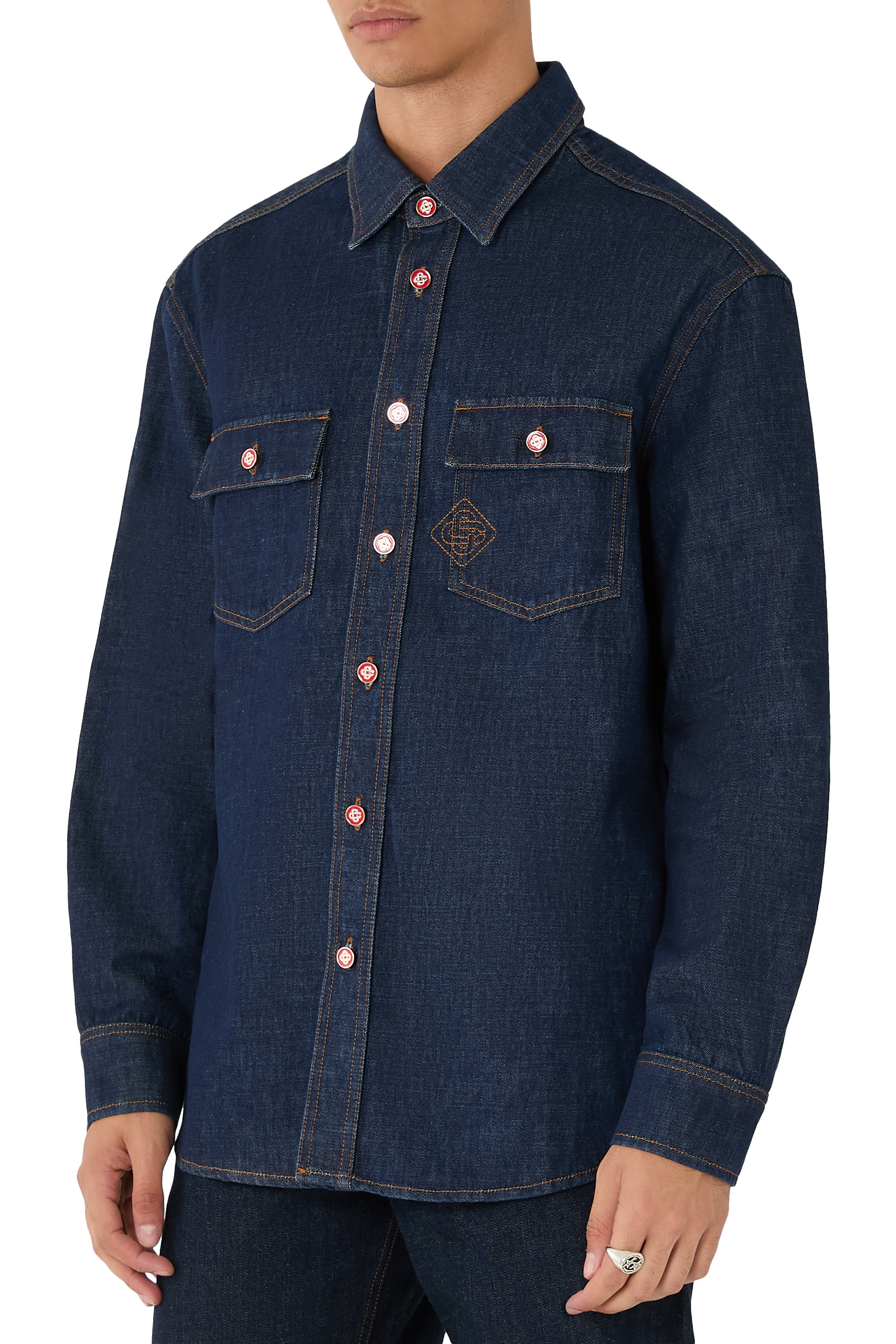 Logo Embroidery Denim Shirt