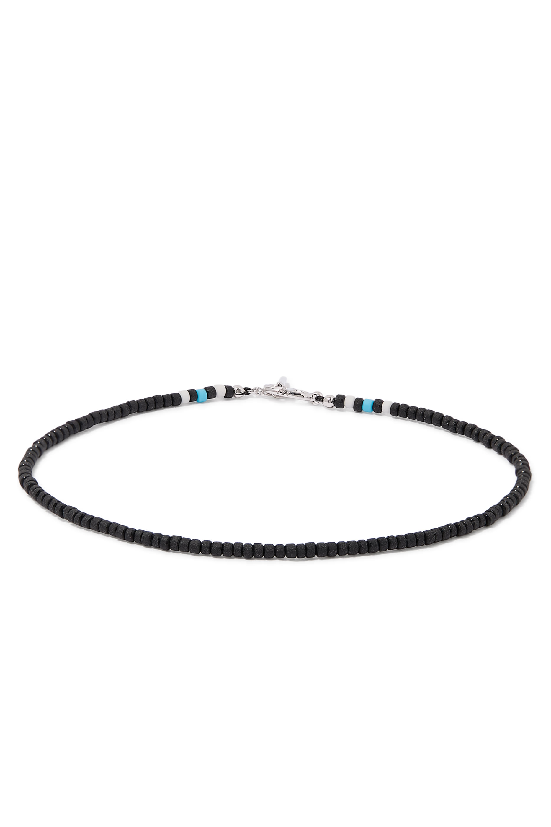 Avi Bracelet, Sterling Silver & Black Heishi Beads