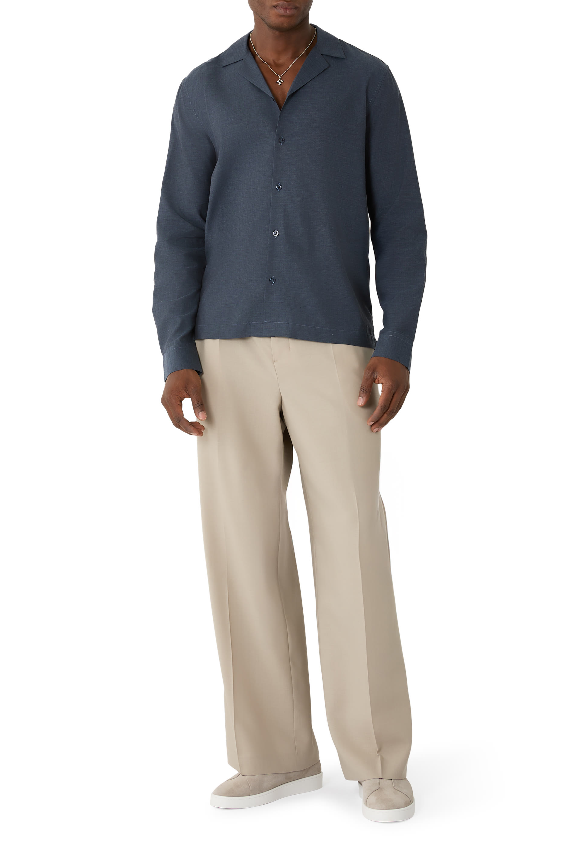 Safra Herringbone Cotton-Flannel Shirt