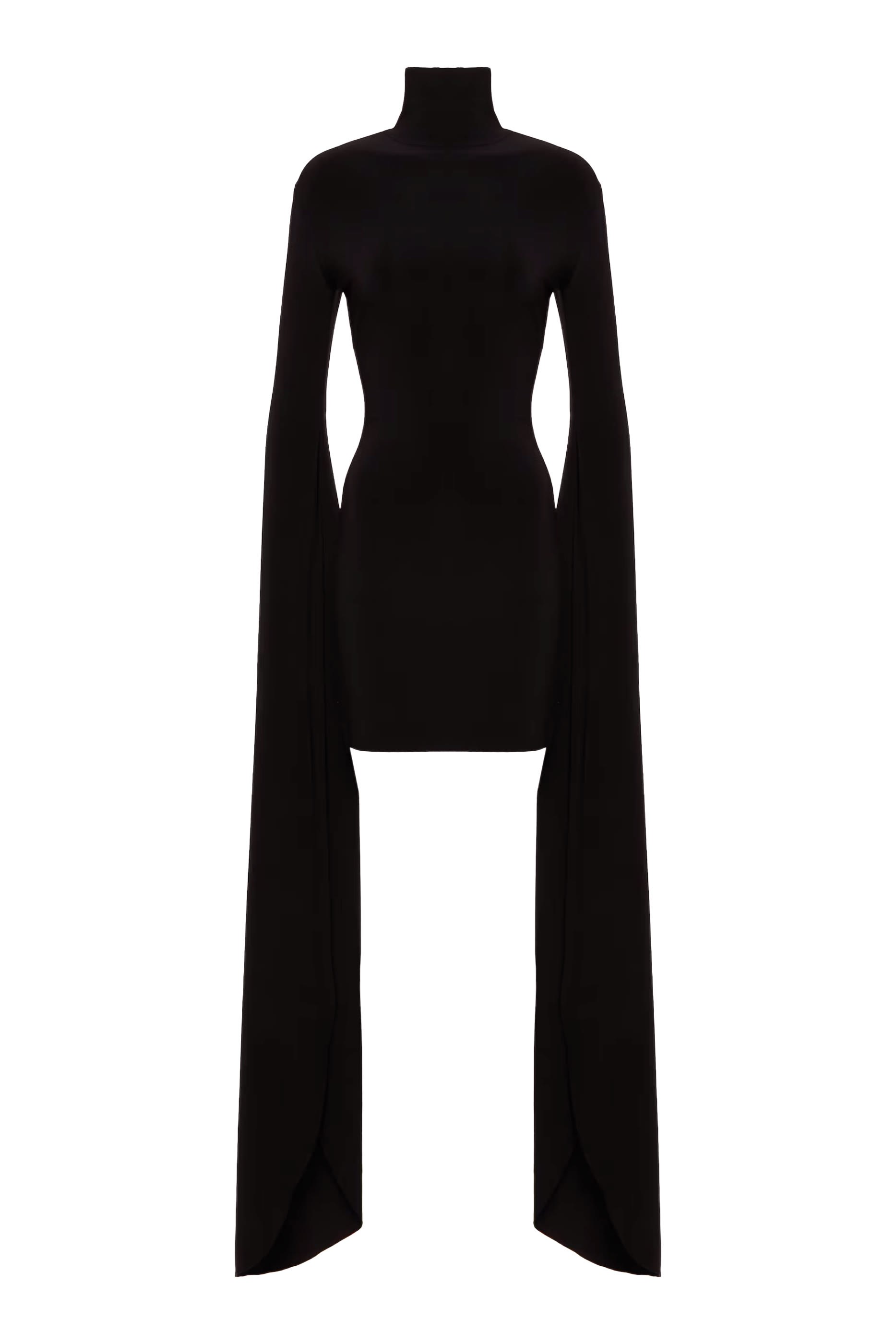 Ribbon Sleeves Turtleneck Mini Dress