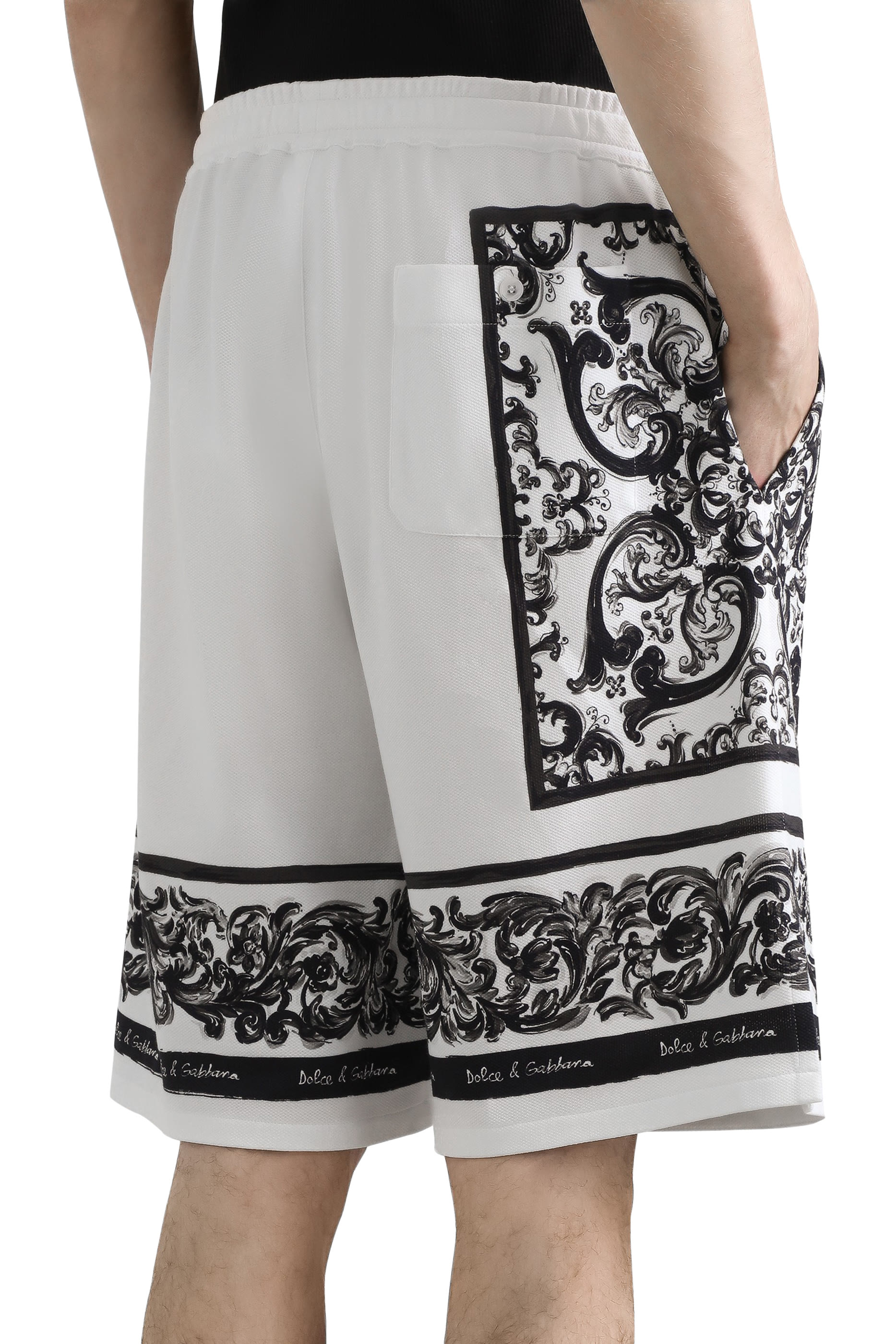 Majolica-Print Double Pique Bermuda Shorts