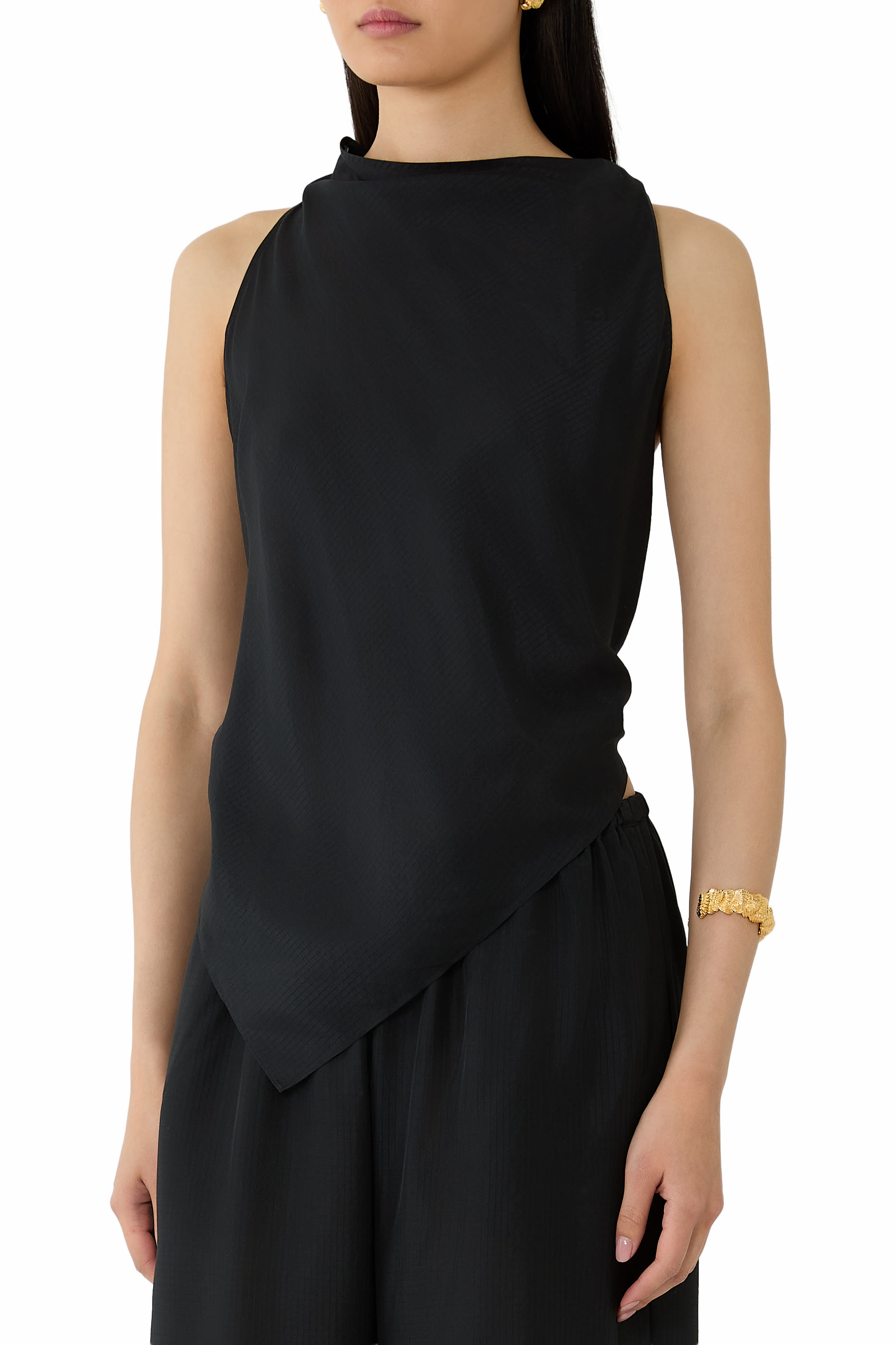 Silk Grid Halter Top