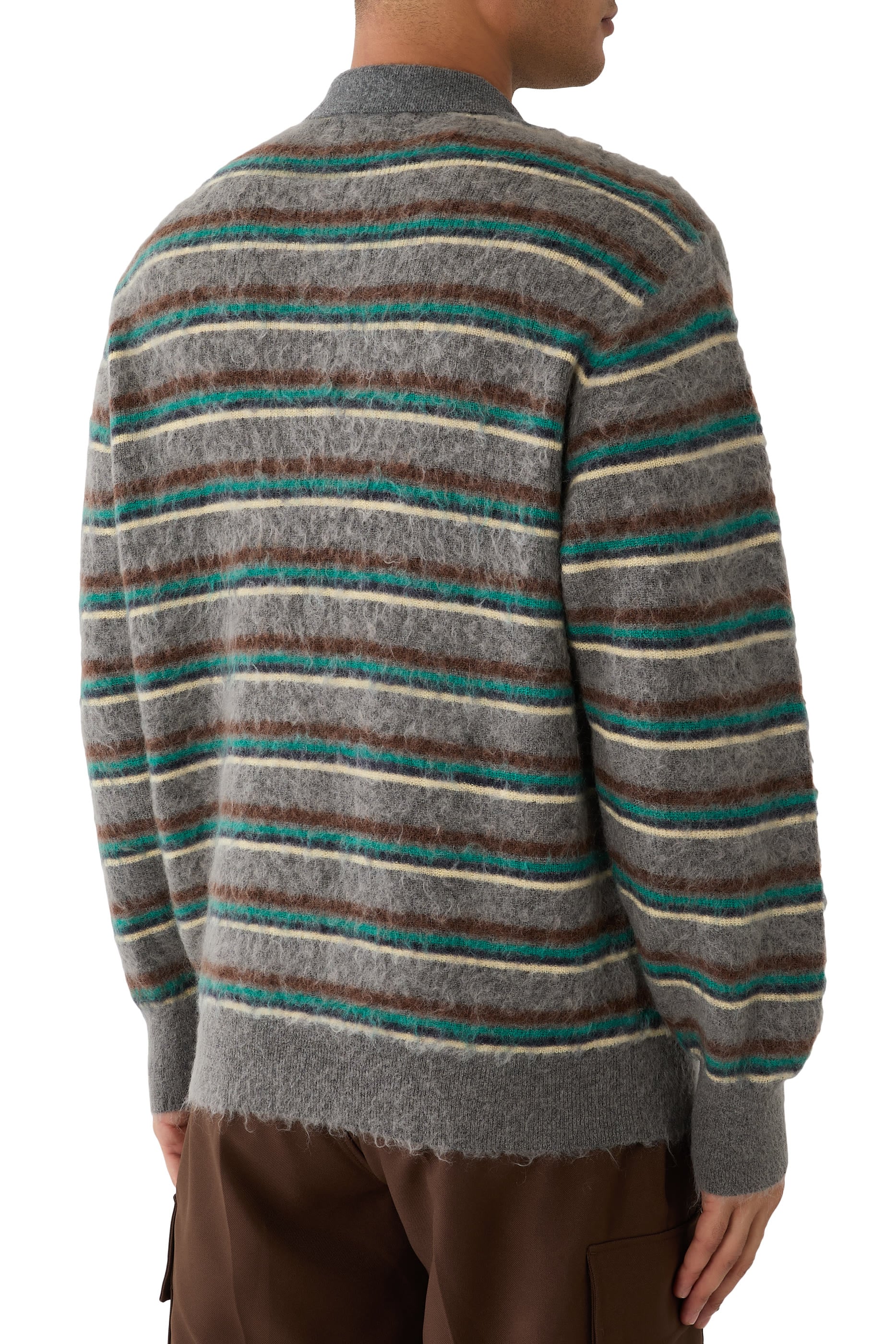 Kid Mohair Ribbed Knit Polo