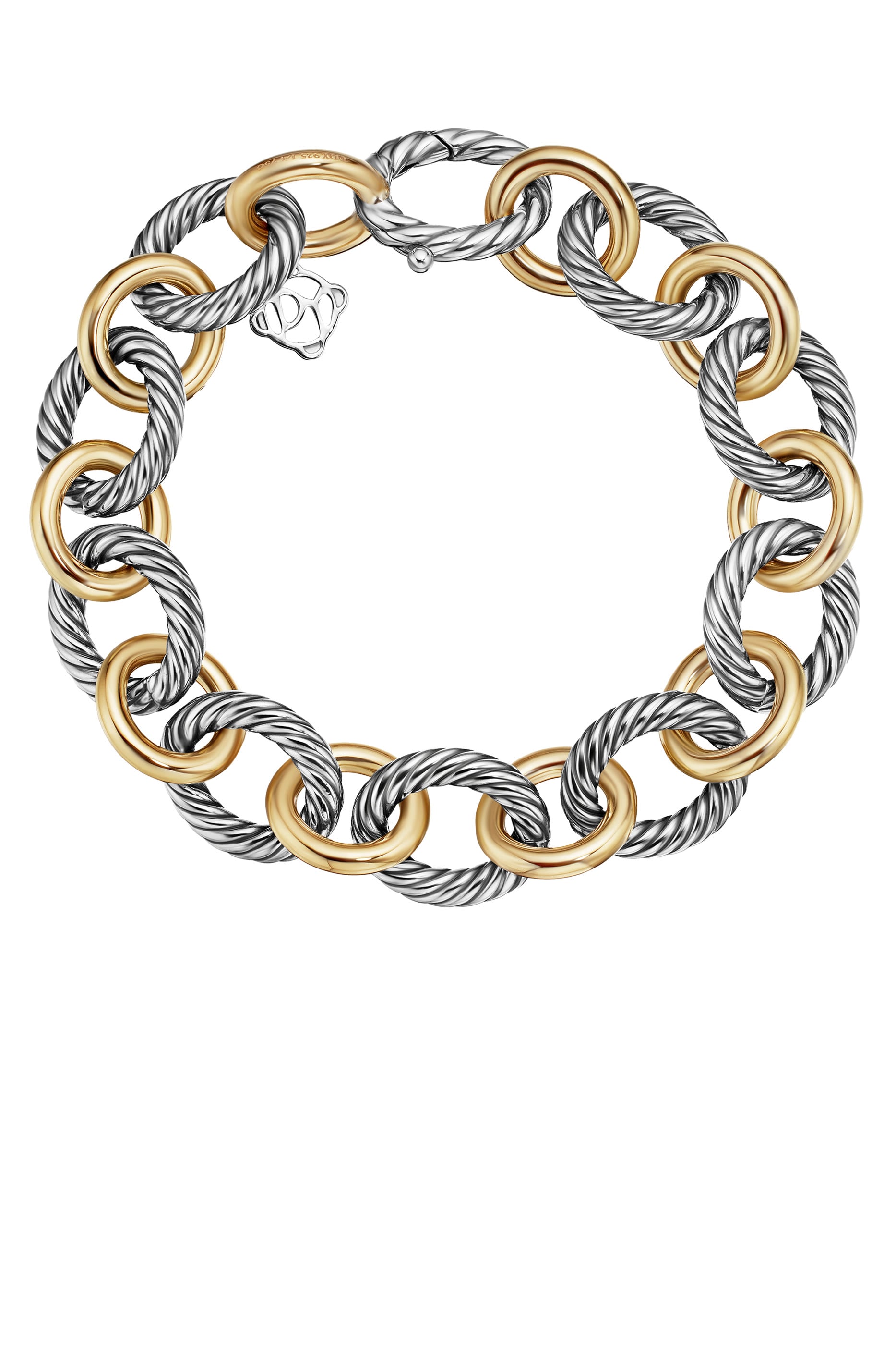 Oval Link Chain Bracelet, 18K Yellow Gold & Sterling Silver