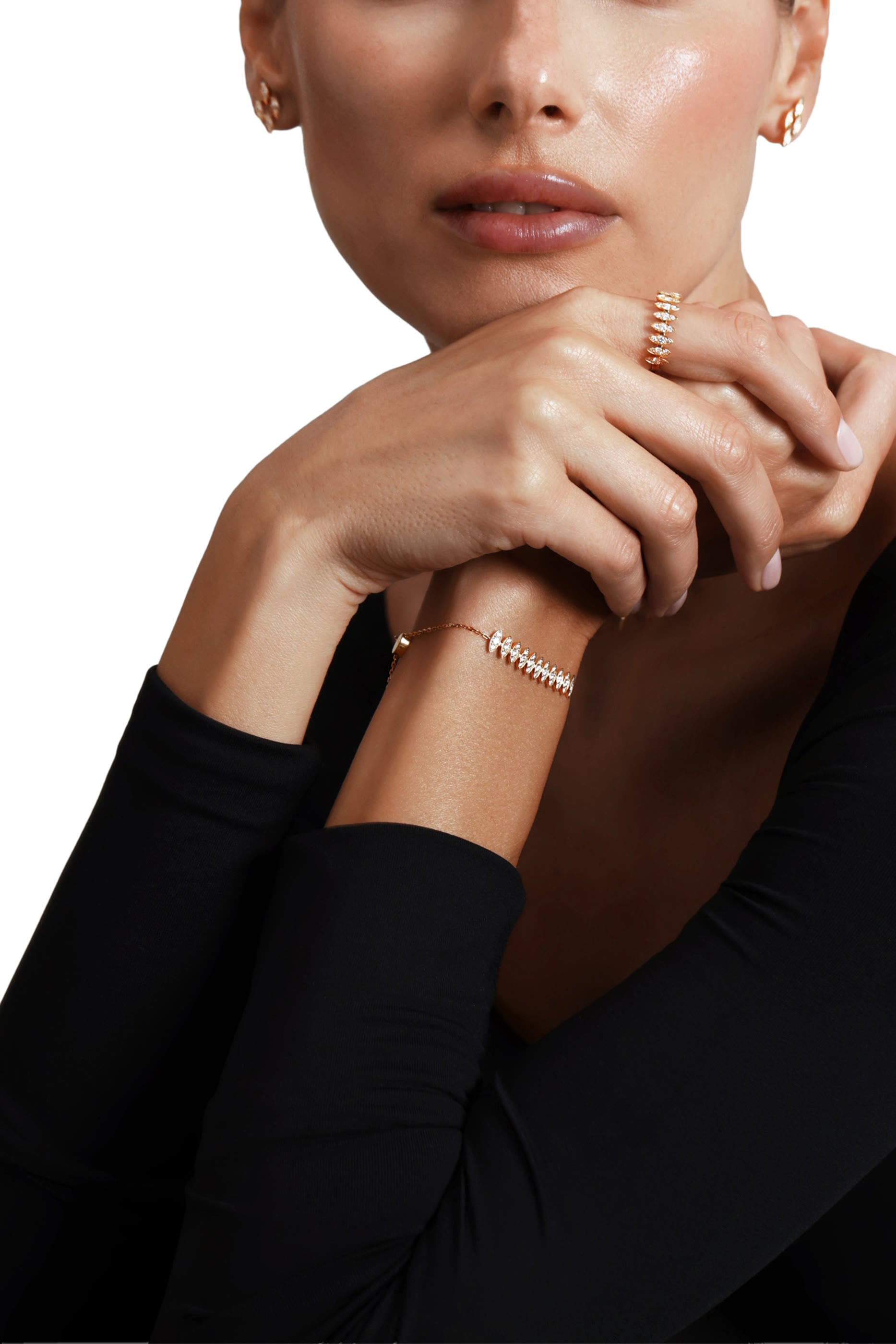 Barq Marquise Large Bracelet, 18K Yellow Gold & Diamonds
