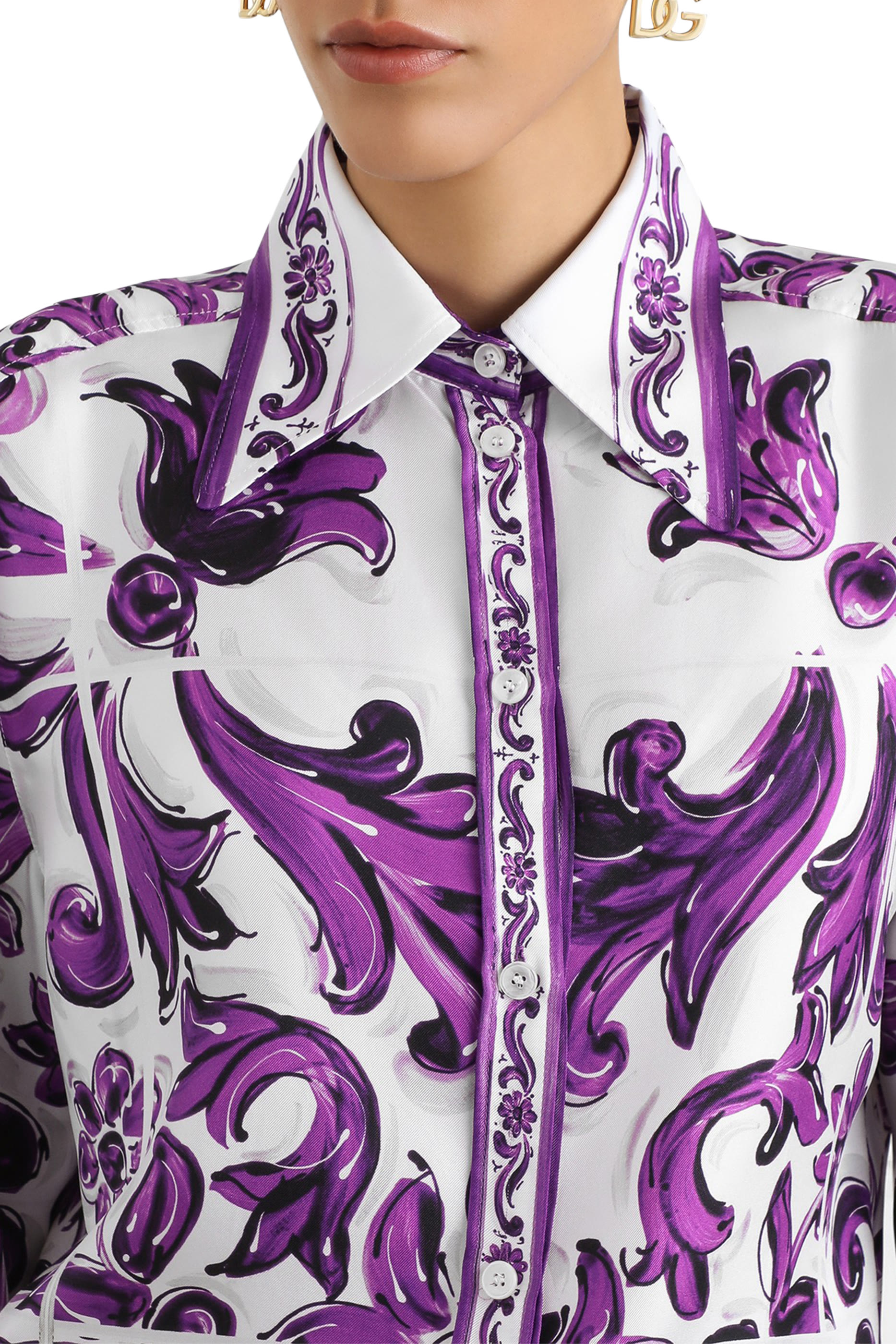 Majolica-Print Silk Twill Shirt