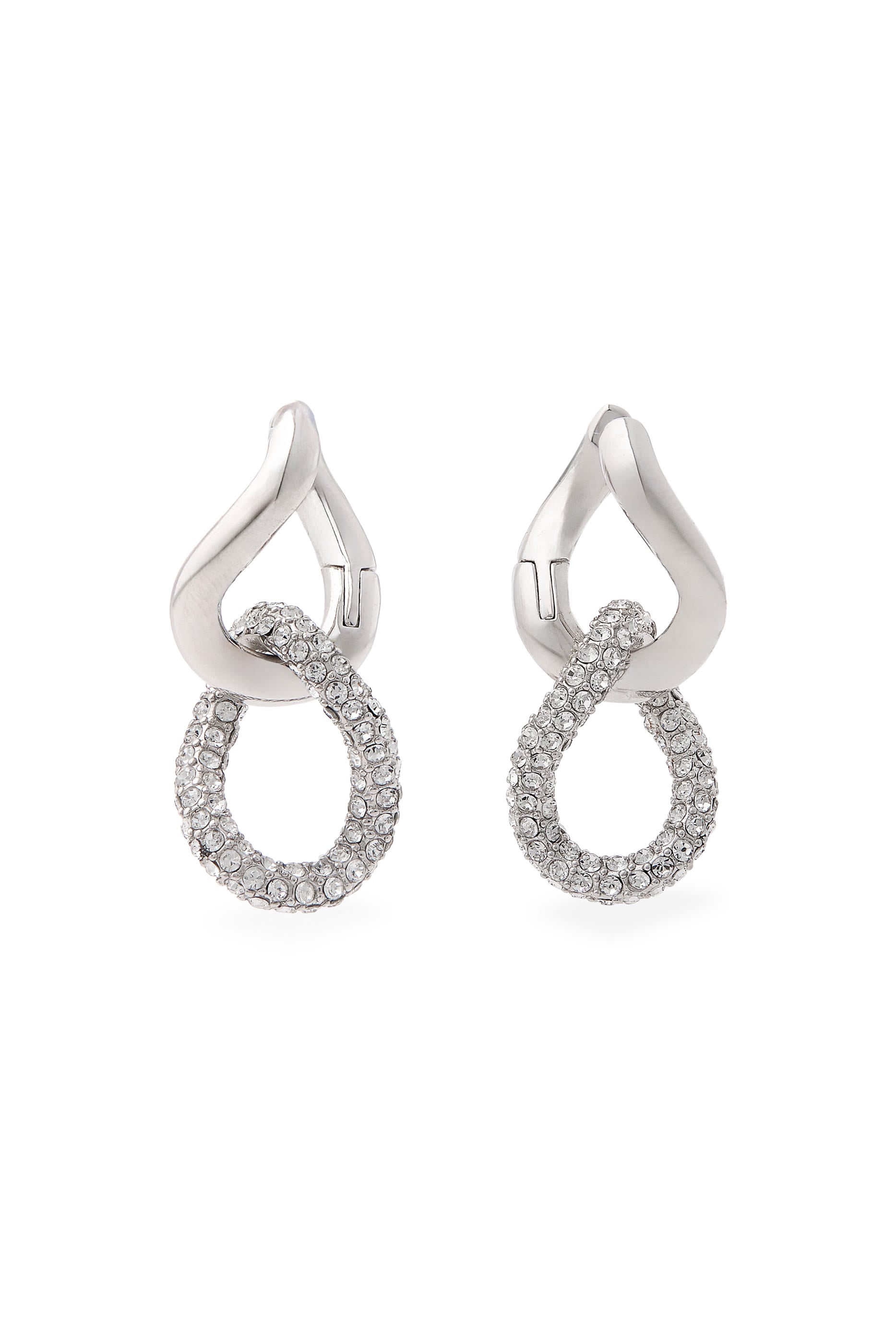 Pave Drop Huggie Earrings, Metal & Cubic Zirconia