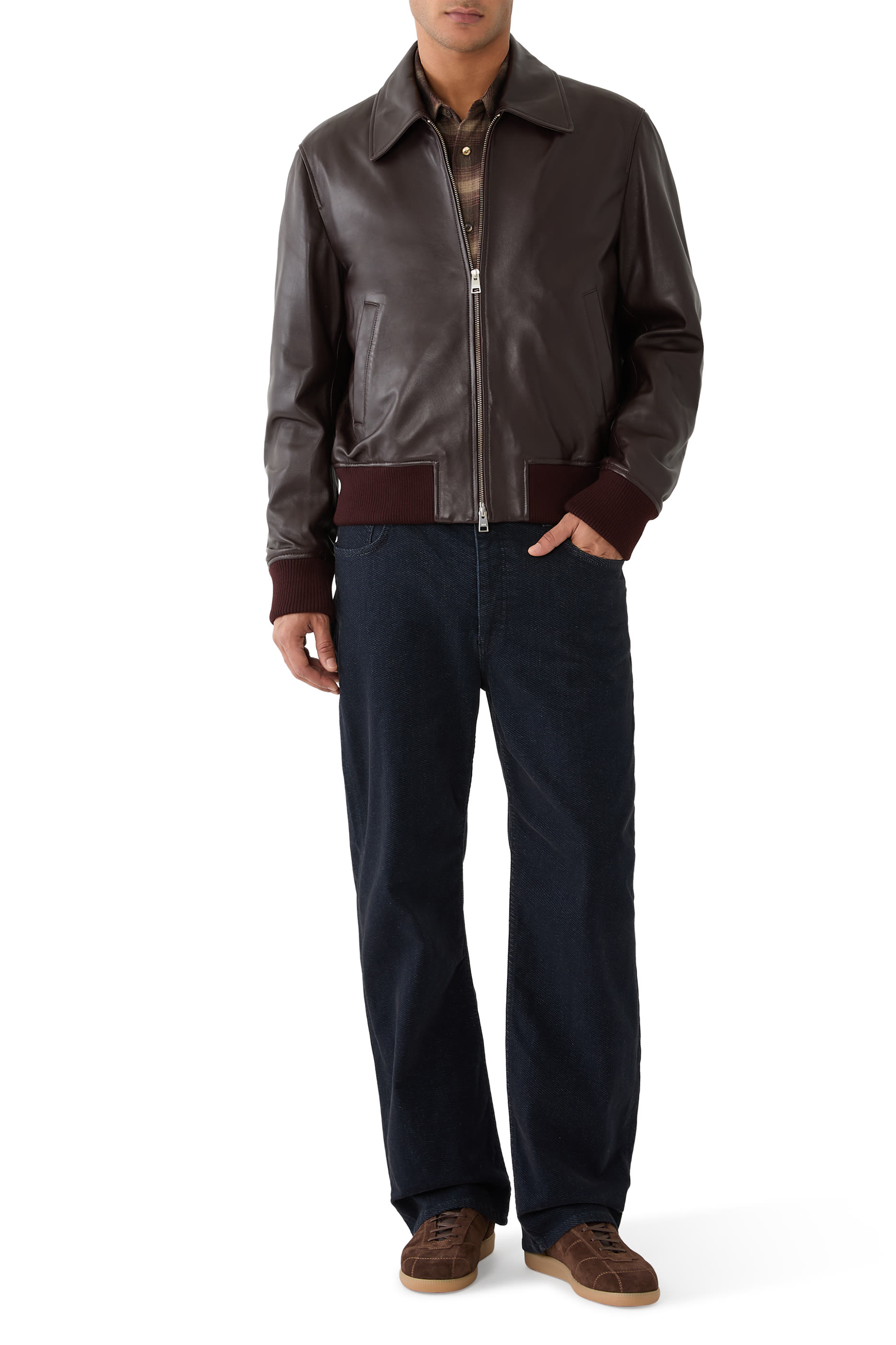 Lamb Leather Zipped Jacket 