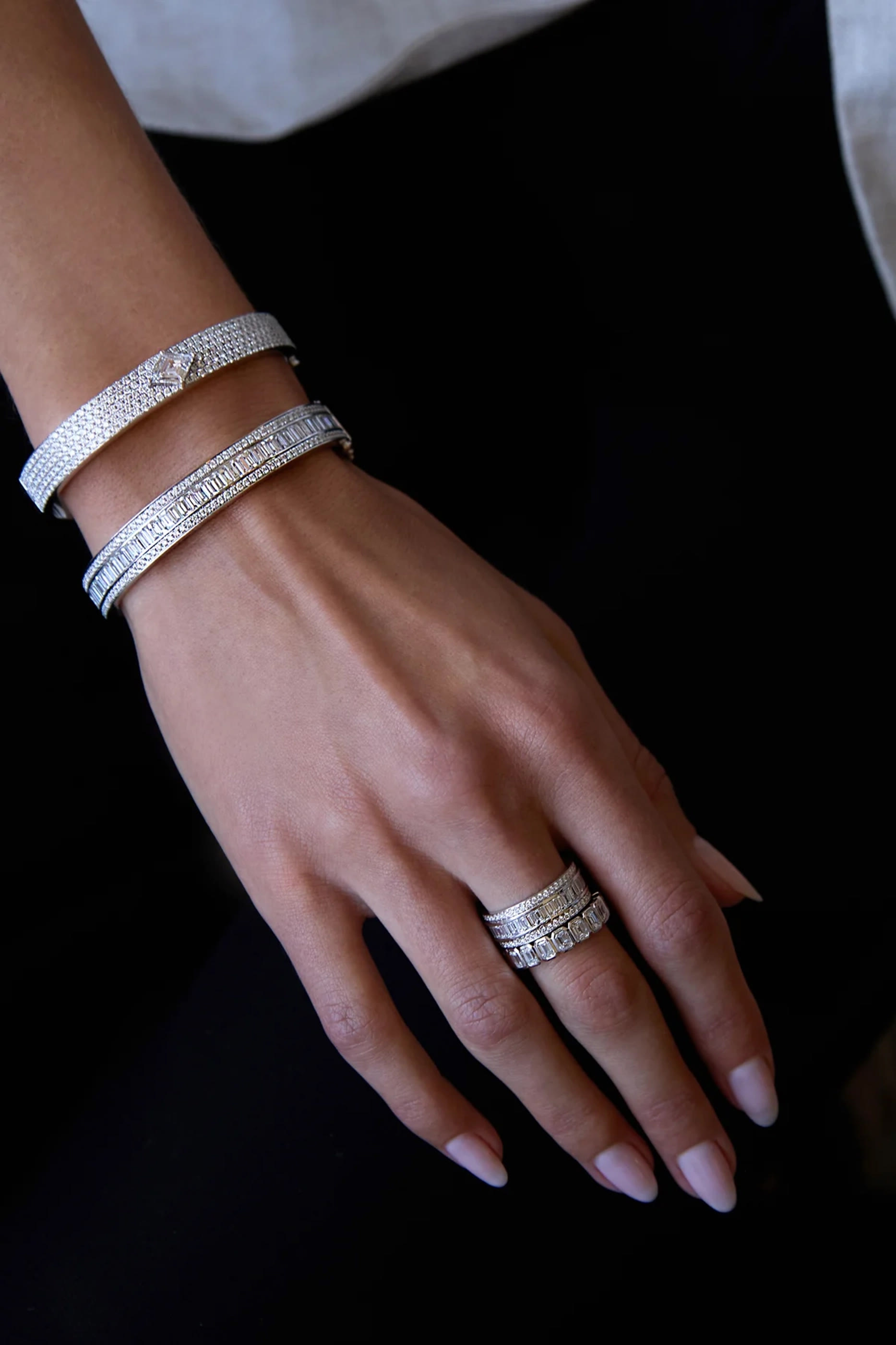 Stacked Ring, 18k White Gold & Diamonds