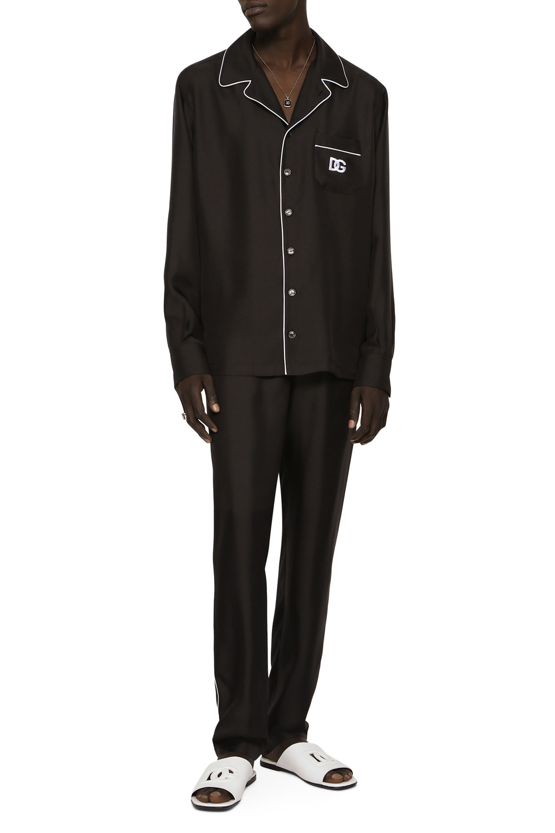 DG Embroidered Patch Silk Jogging Pants