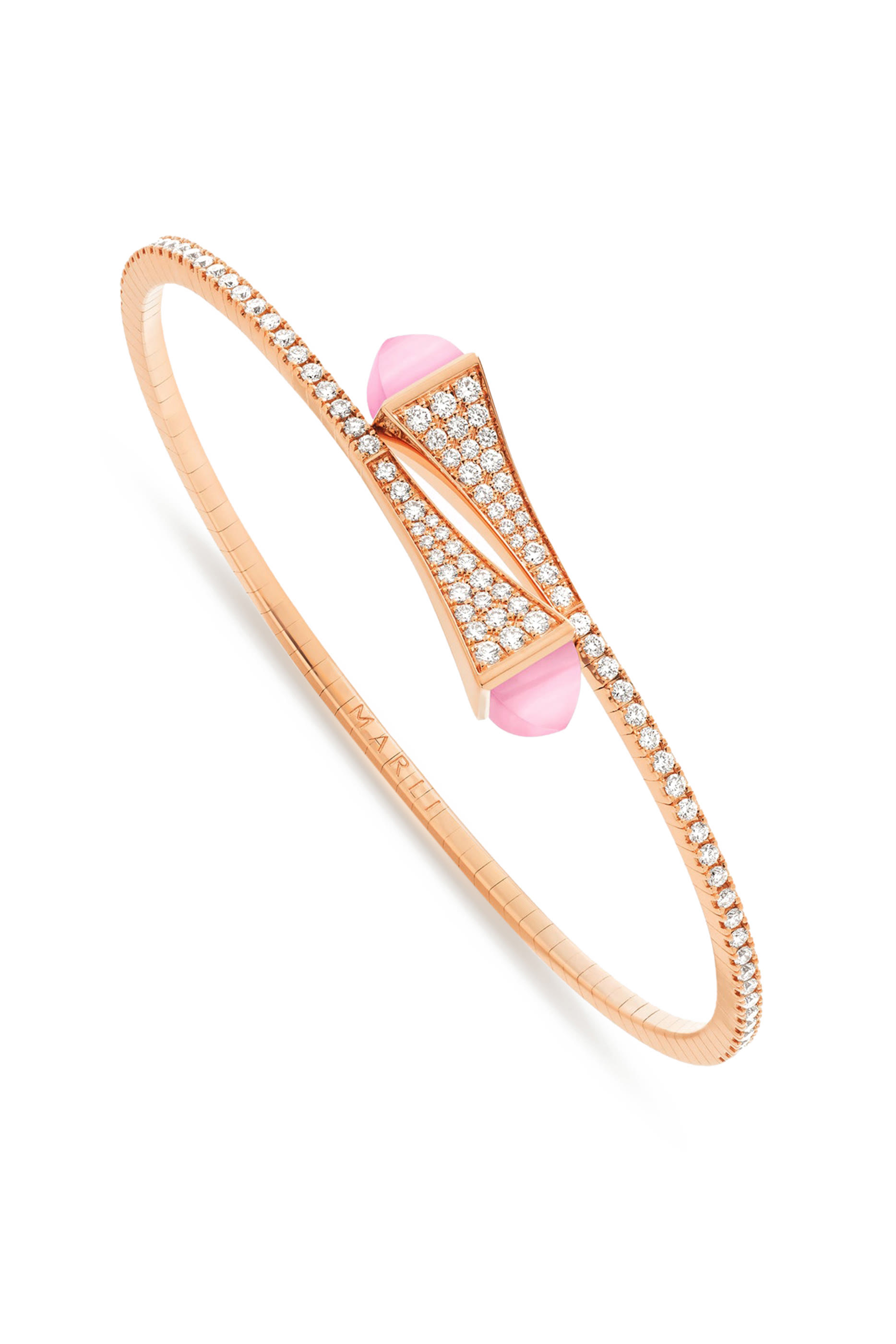 Cleo Diamond Midi Slip-On Bracelet, 18K Rose Gold, Diamonds & Pink Quartzite 