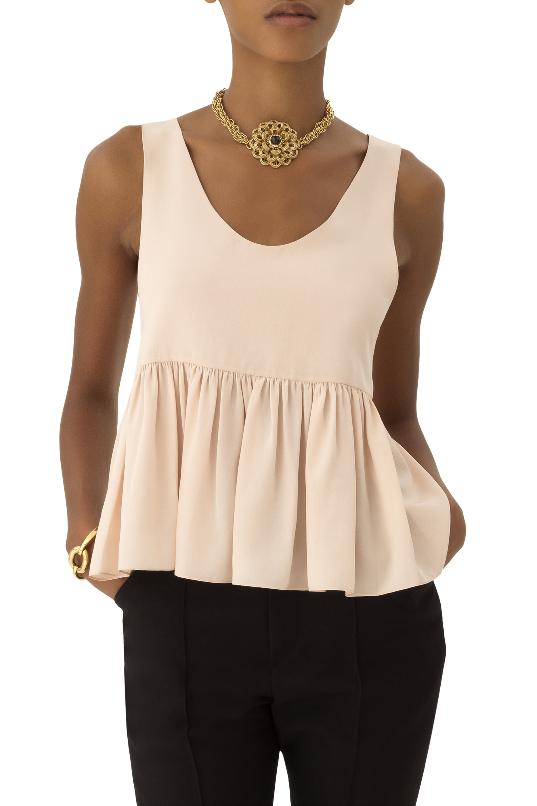 Gathered Sleeveless Top