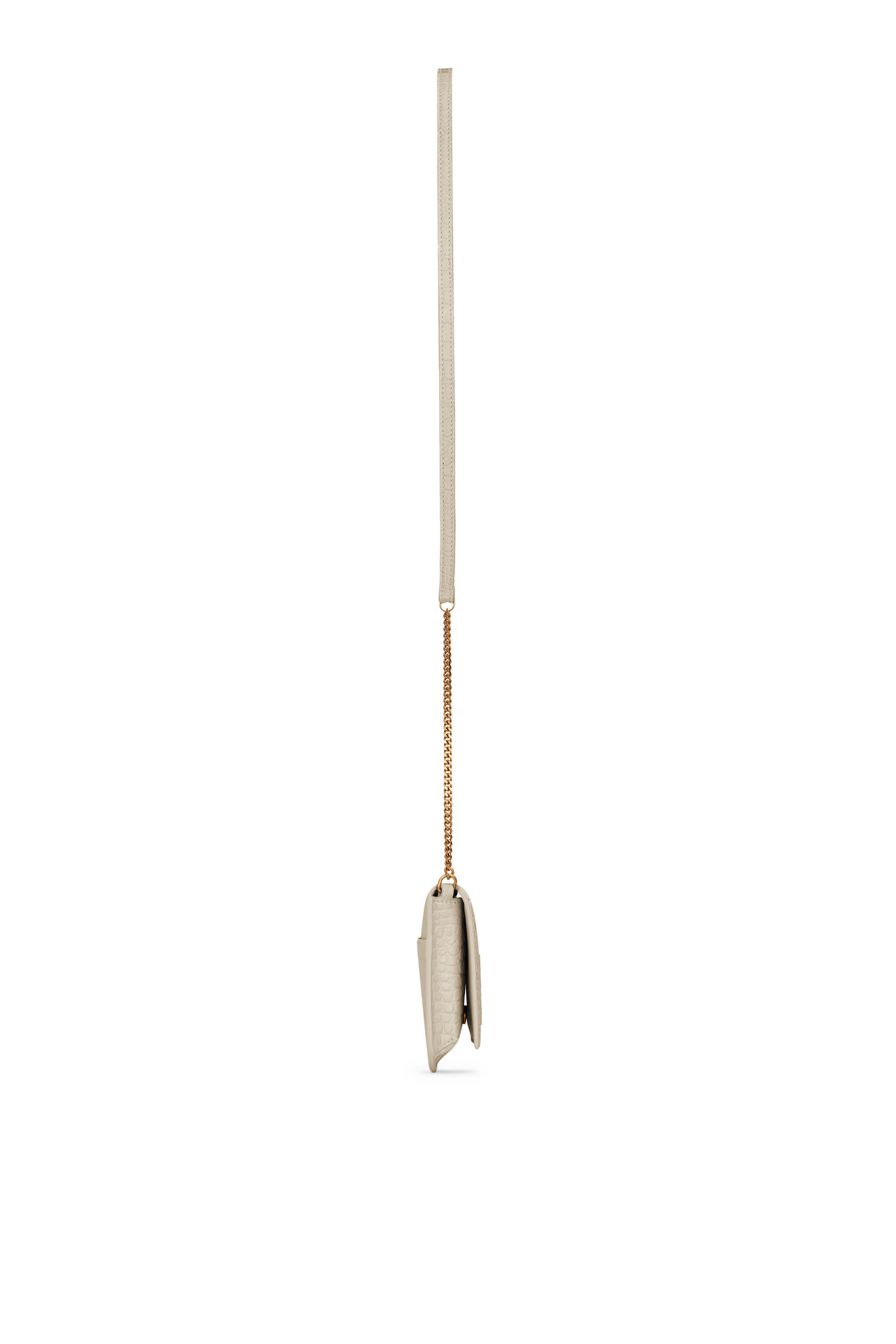  Cassandre Phone Holder in Shiny Crocodile-Embossed Leather