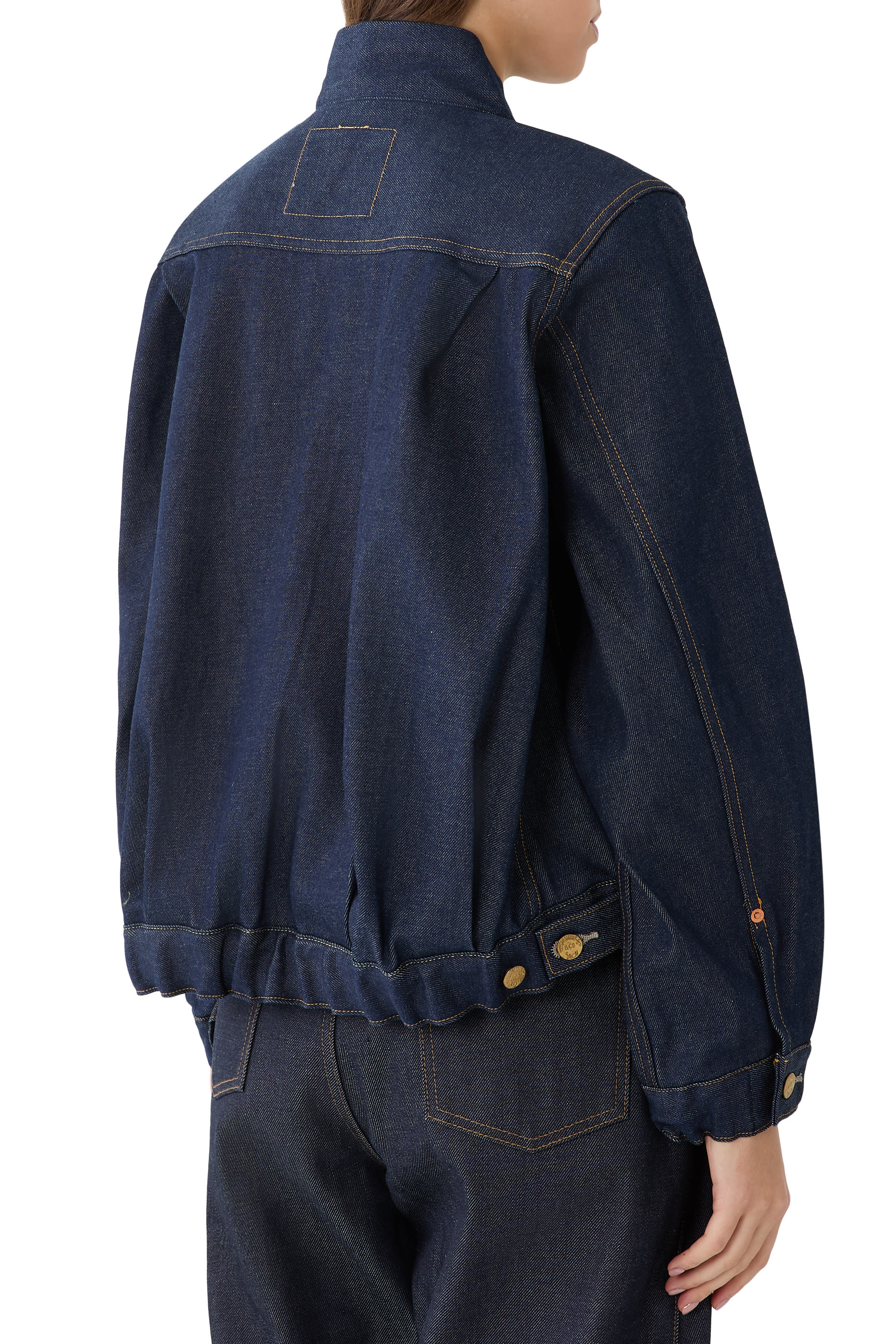Washed Denim Blouson Jacket