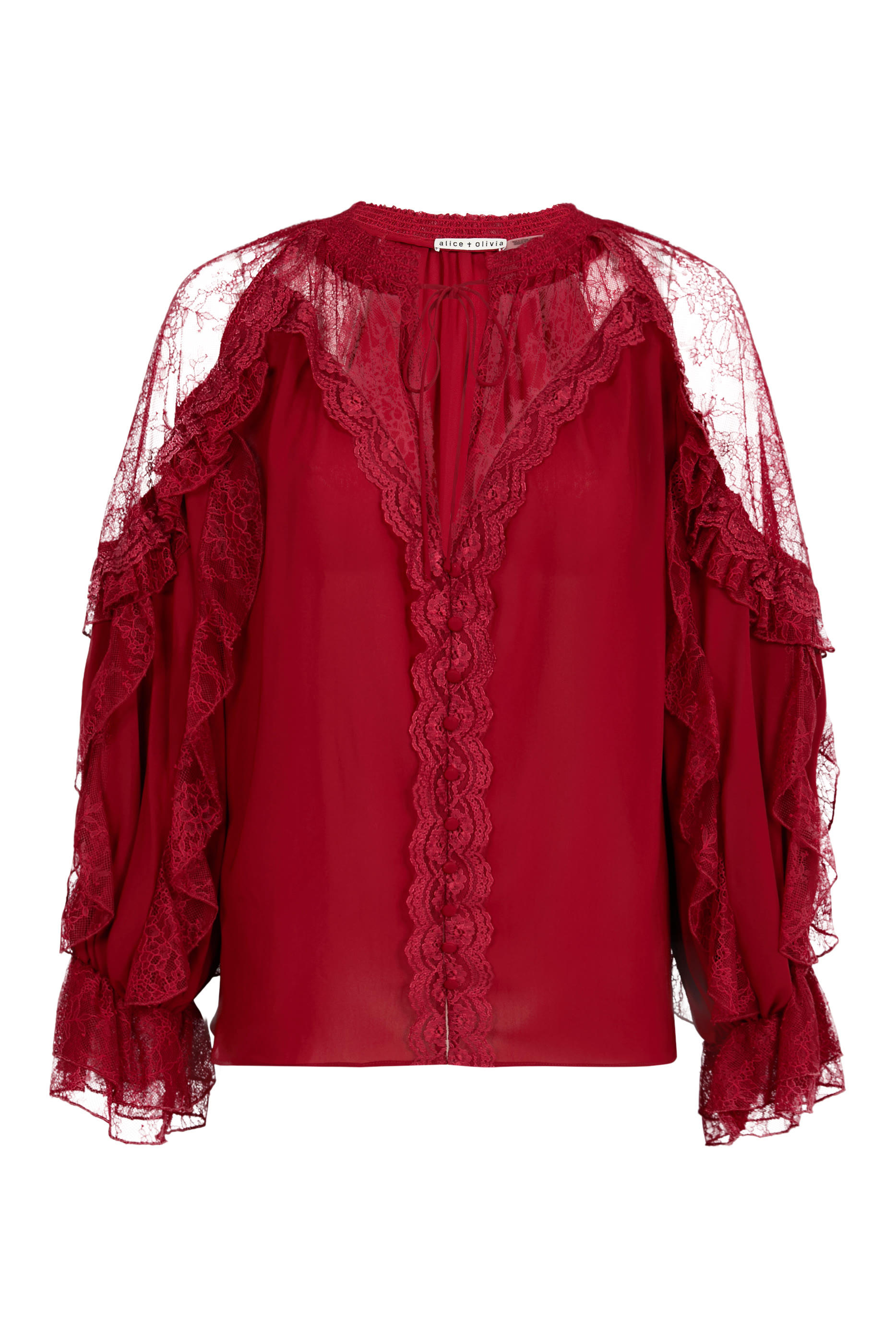 Aleena Lace Cold Shoulder Tie-Front Blouse 