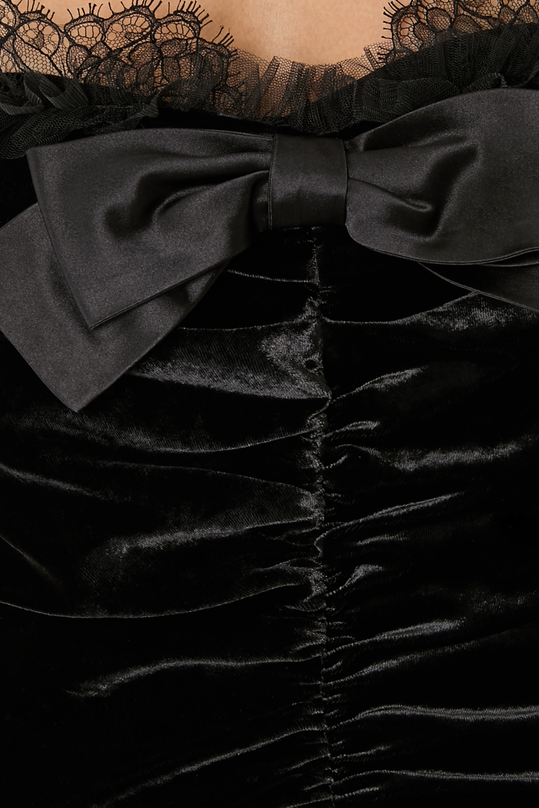  Velvet Dress with Lace Bustier