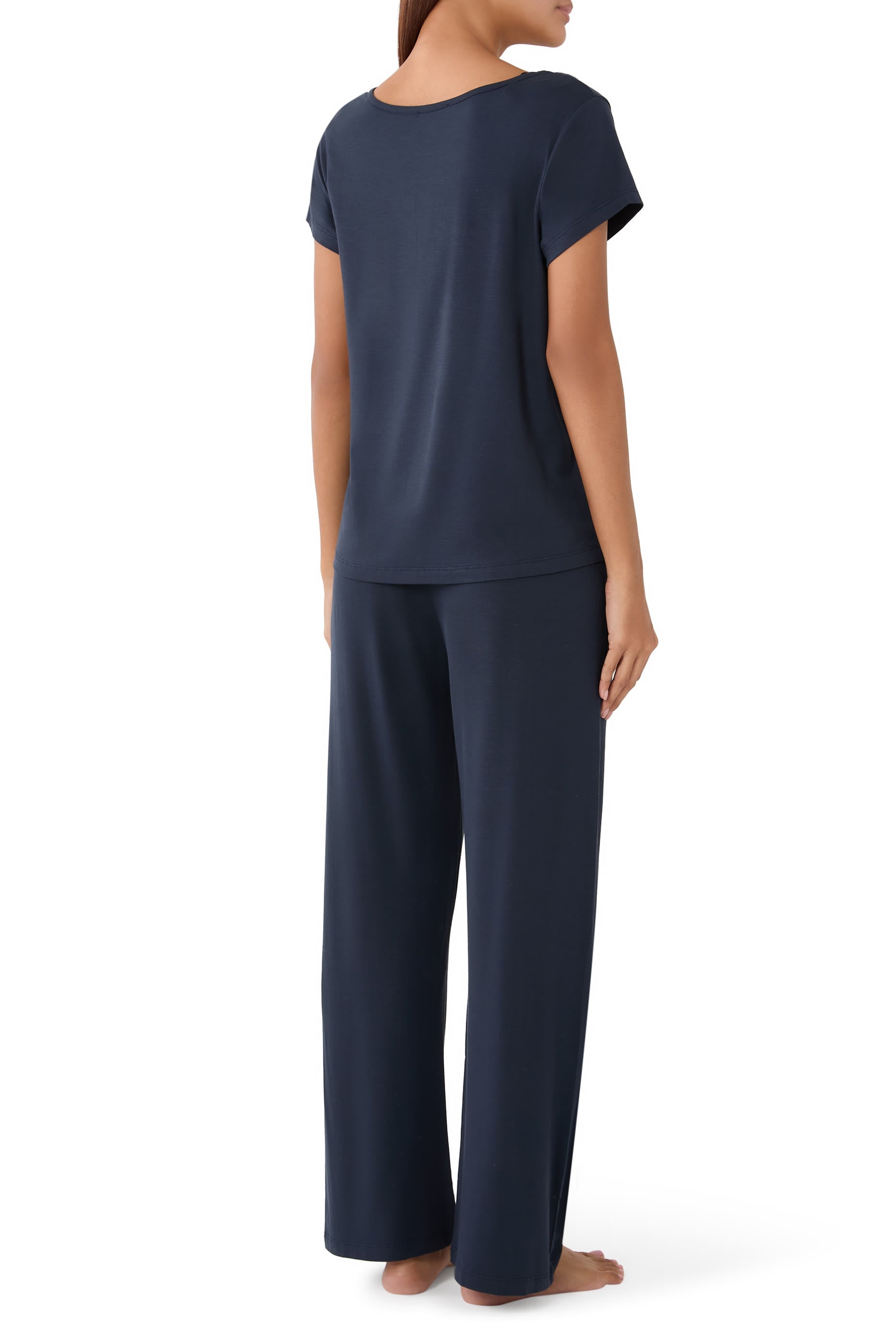 Cooling Jersey V Neck Lace Trim Pajama Set