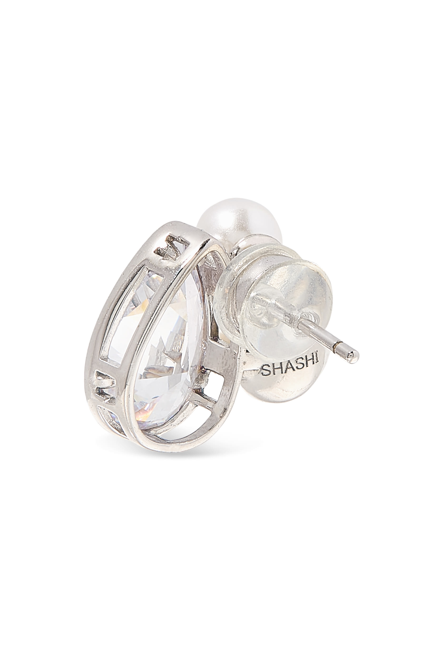 Faura Stud Earrings, 14k Vermeil with Shell Pearl & Crystal Accents