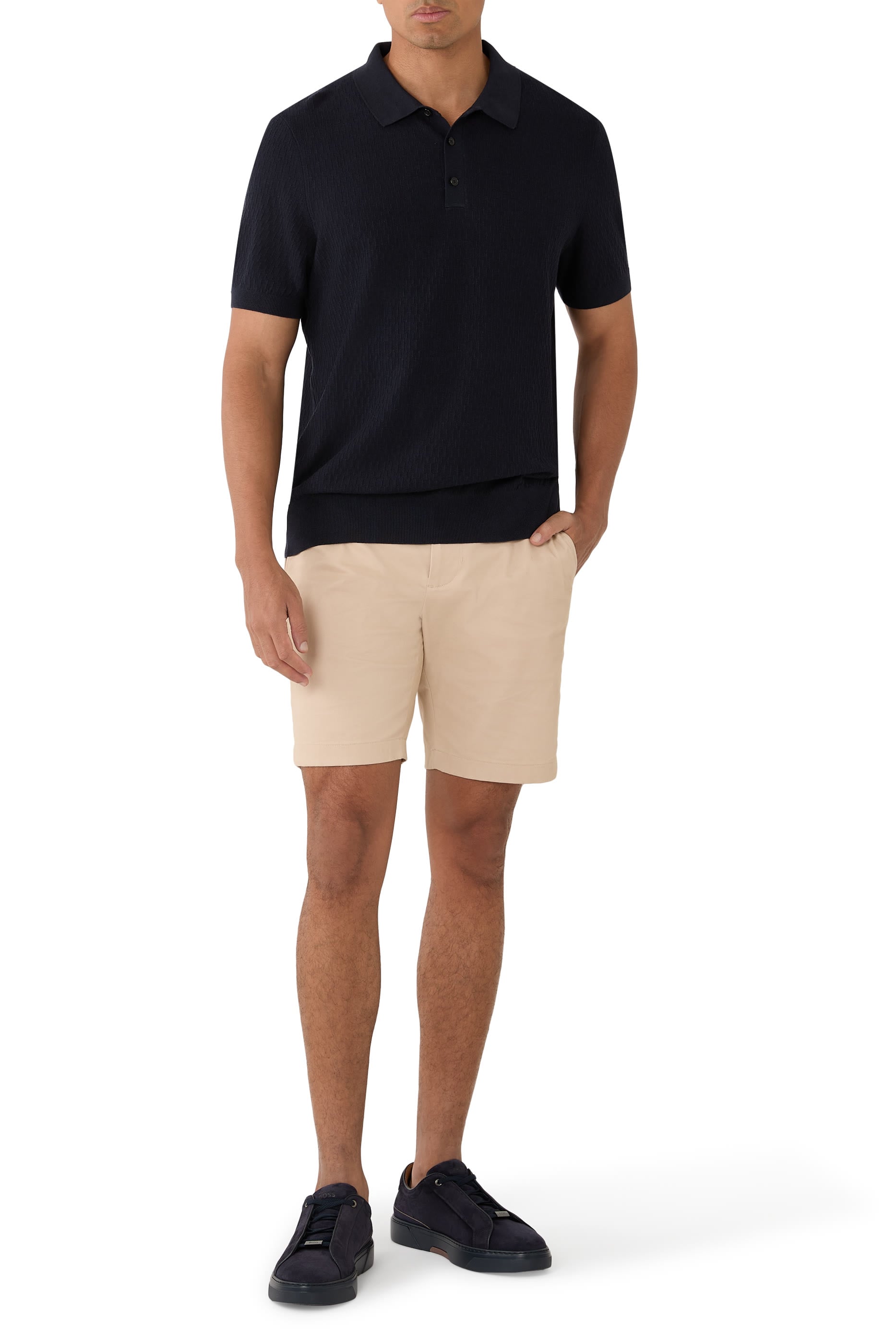 H-Lurazio Textured Knit Polo Shirt