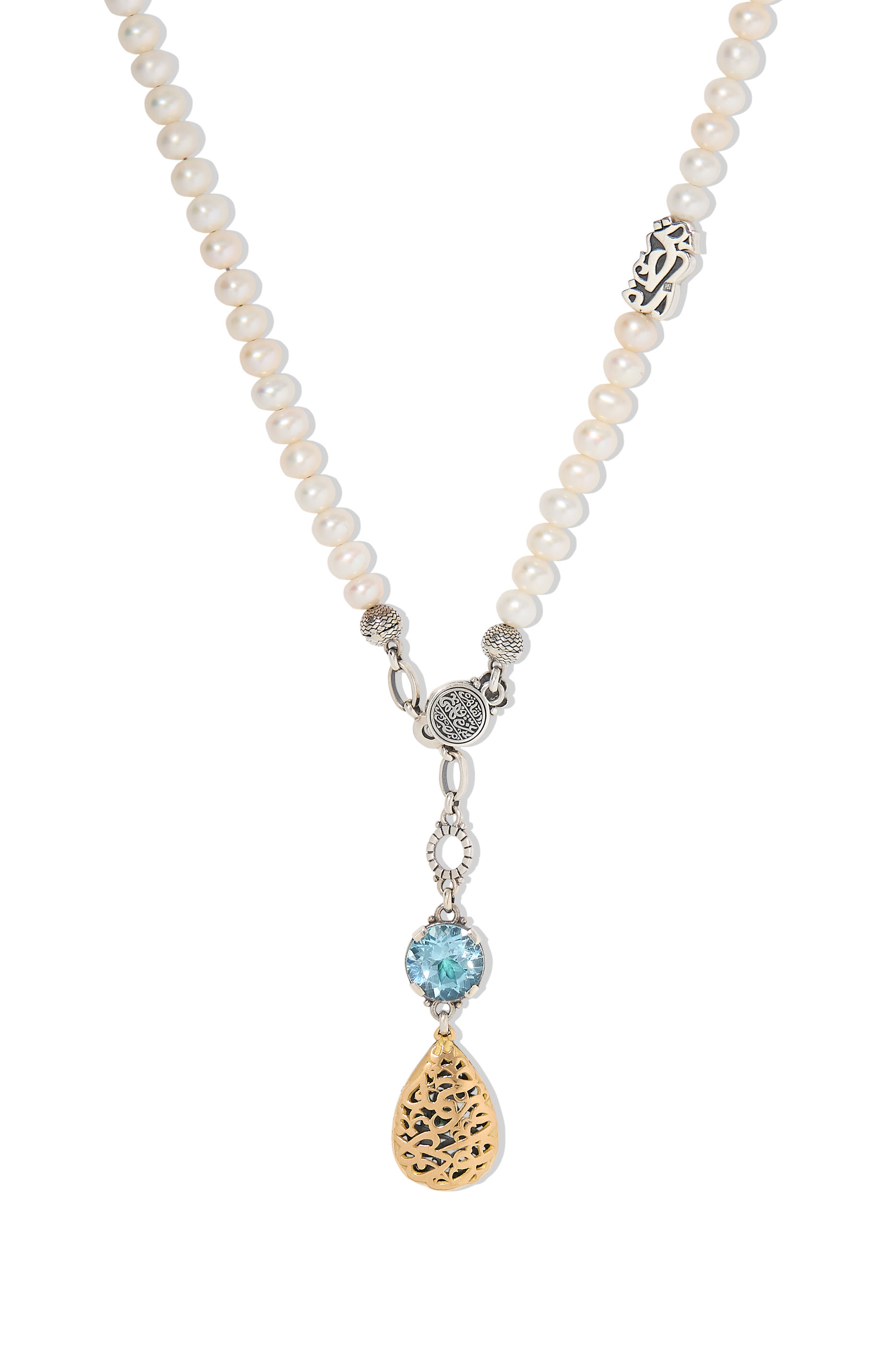  Endearment Multi-Way Necklace, 18K Yellow Gold with Sterling Silver, Topaz & Pearls