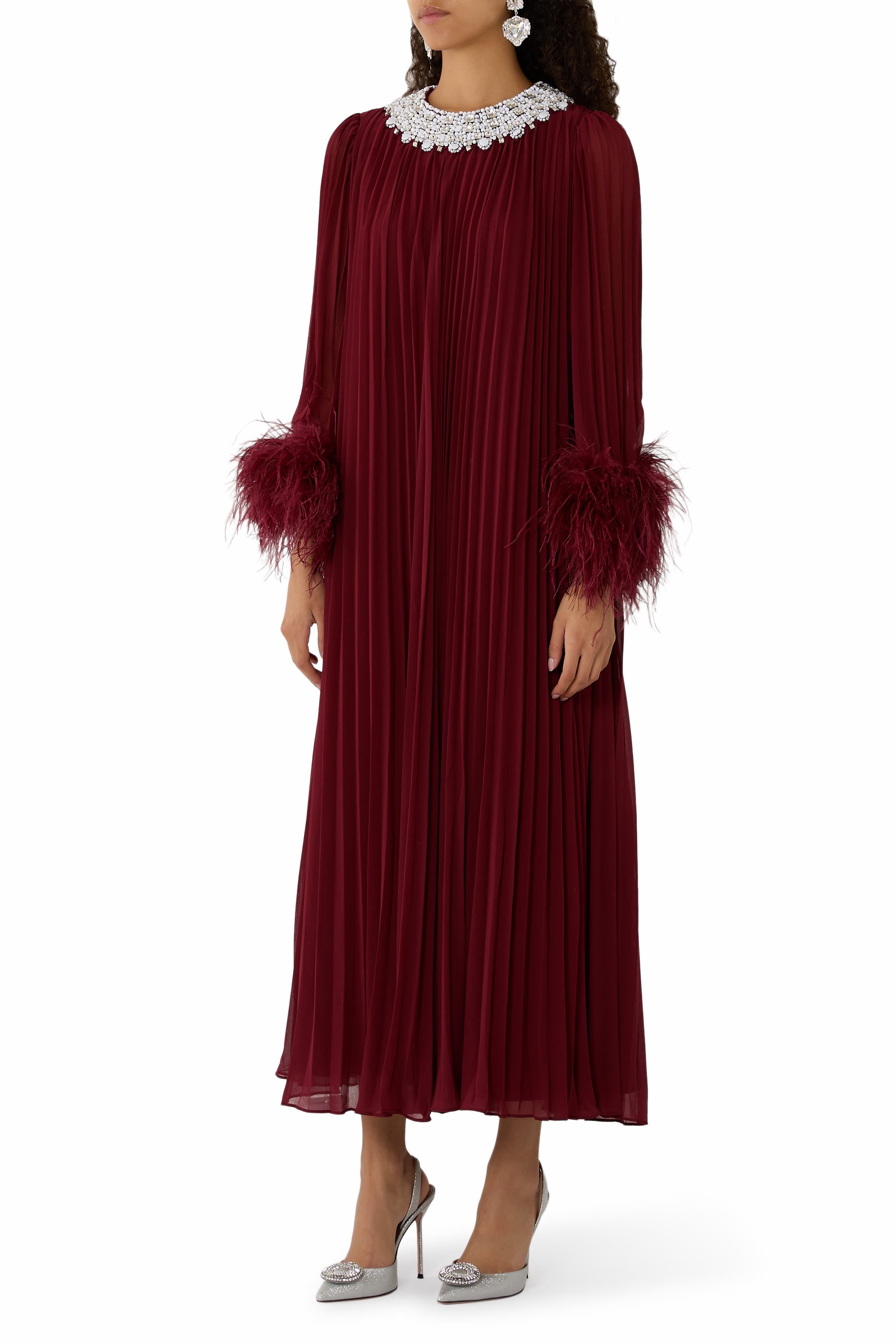 Chiffon Feather Midi Dress