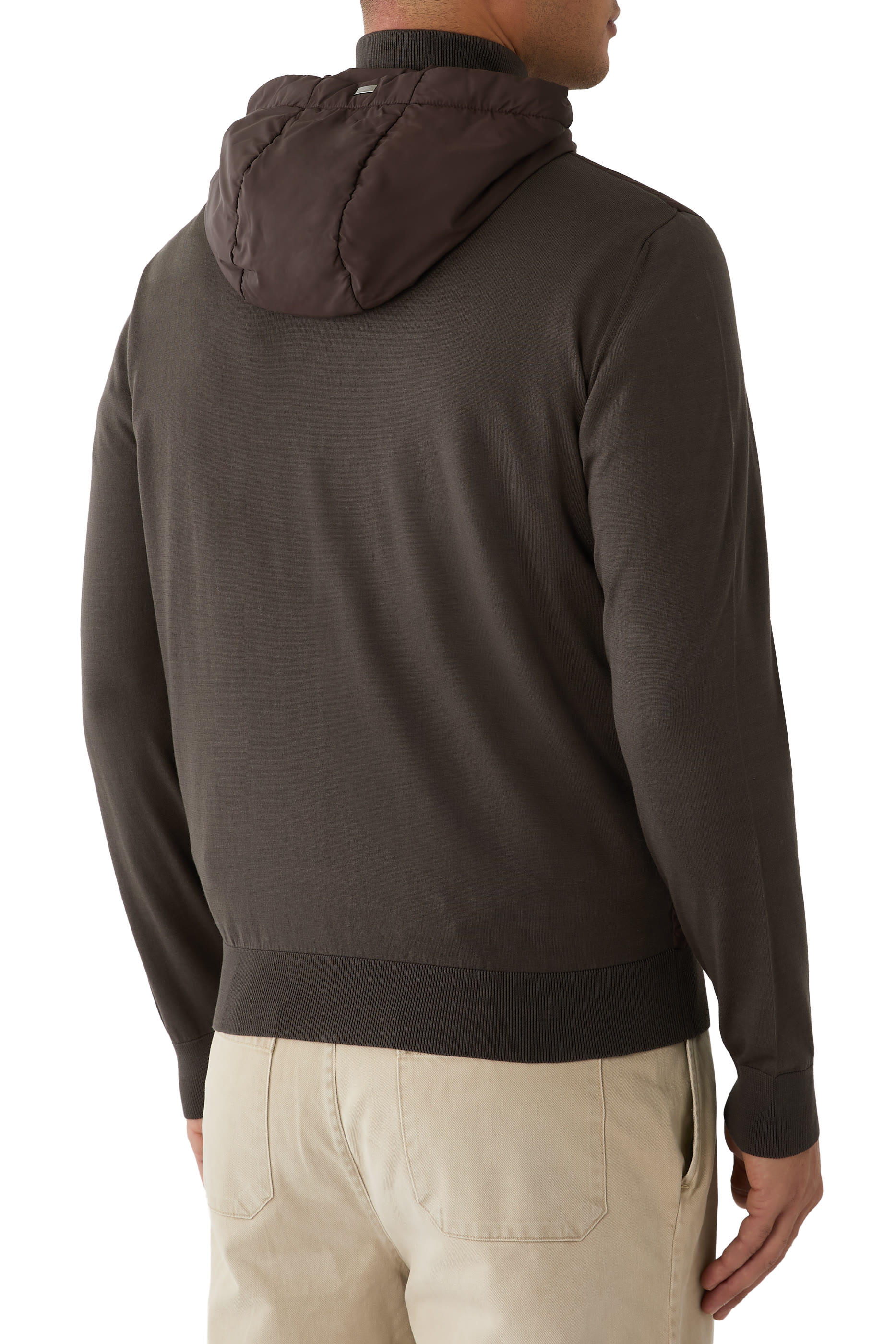 Hooded Cotton & Technical Fabric Blouson