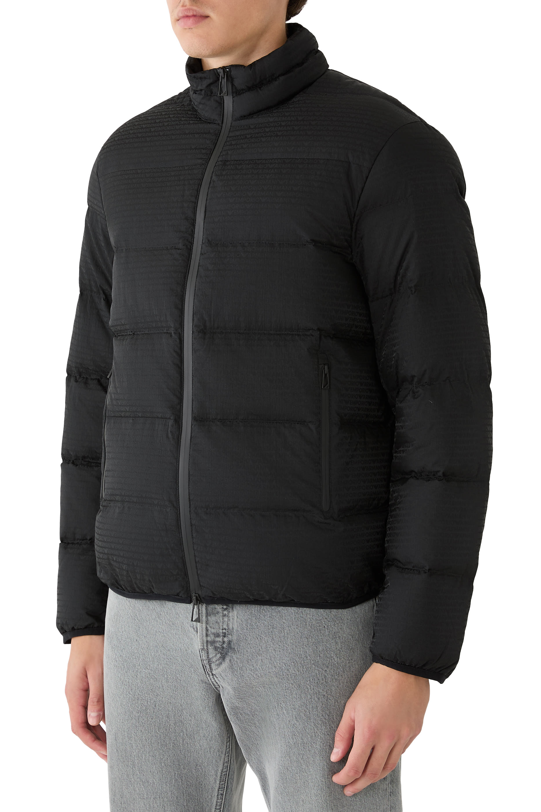 Logo Lettering Quilted Down Jacket