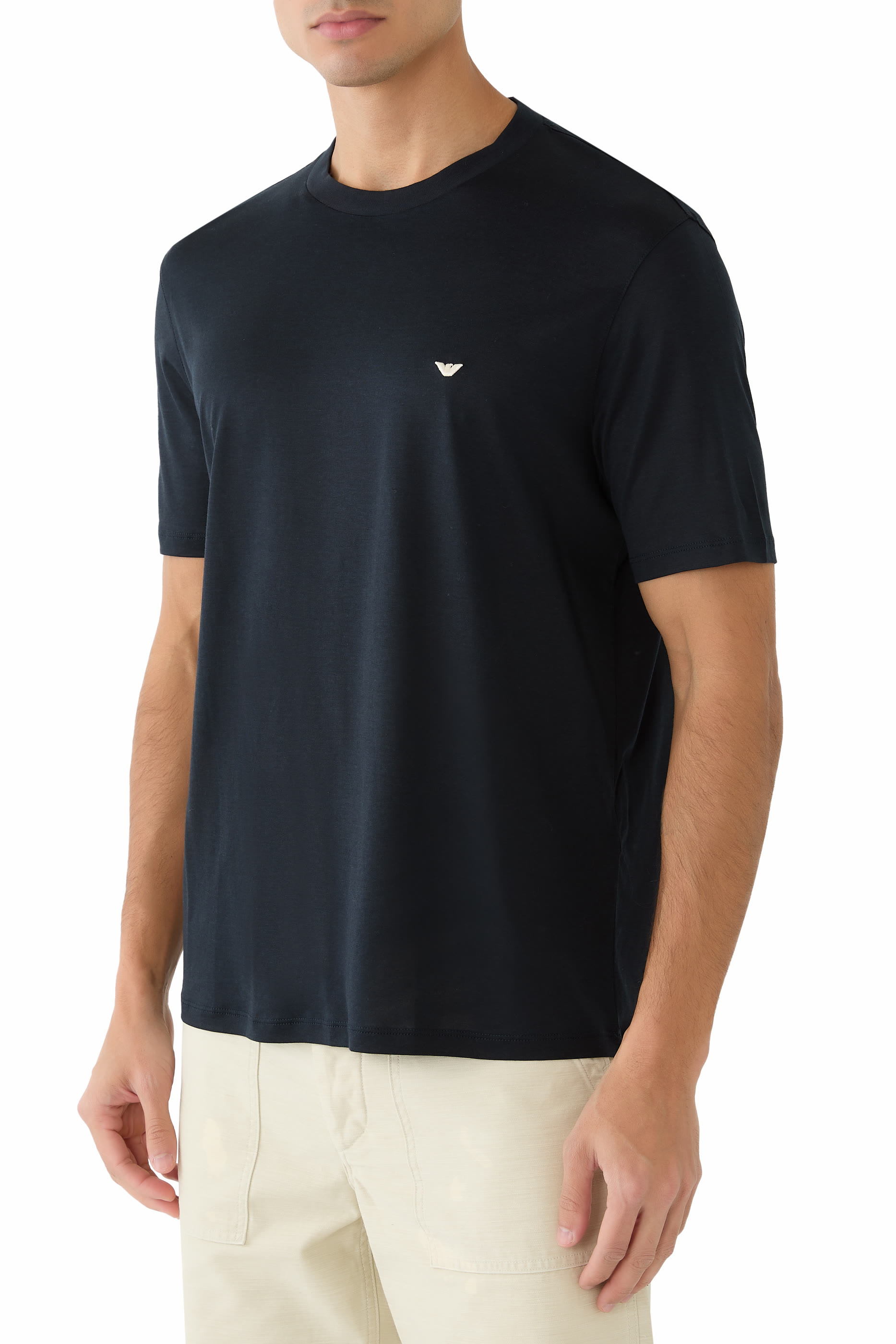 Embossed Eagle Embroidery Lyocell-Blend Jersey T-Shirt