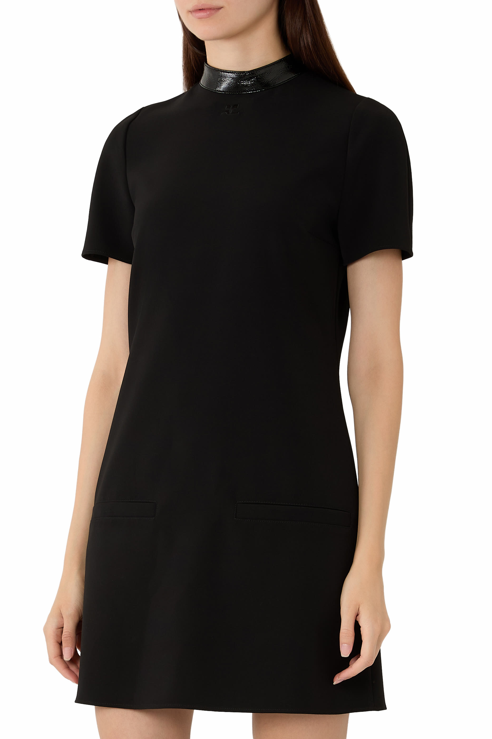 Vinyl Collar A-Line Dress