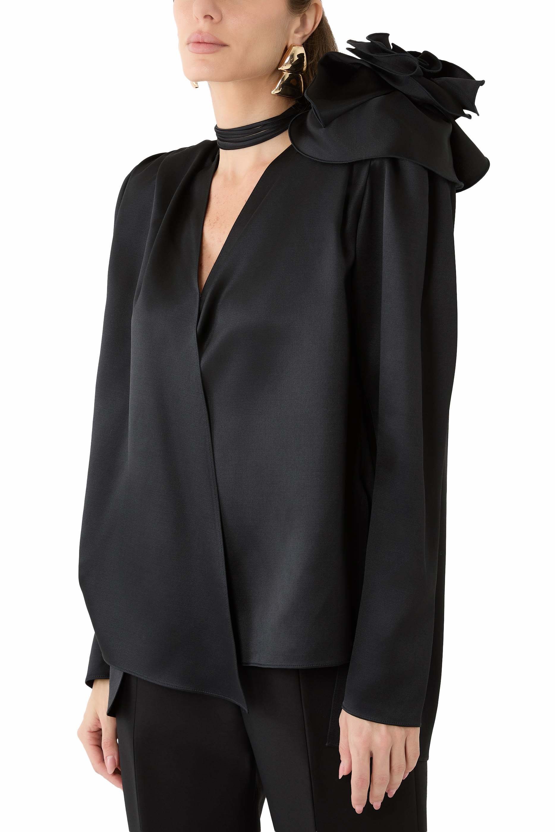 Classic Shirred Flower Blouse