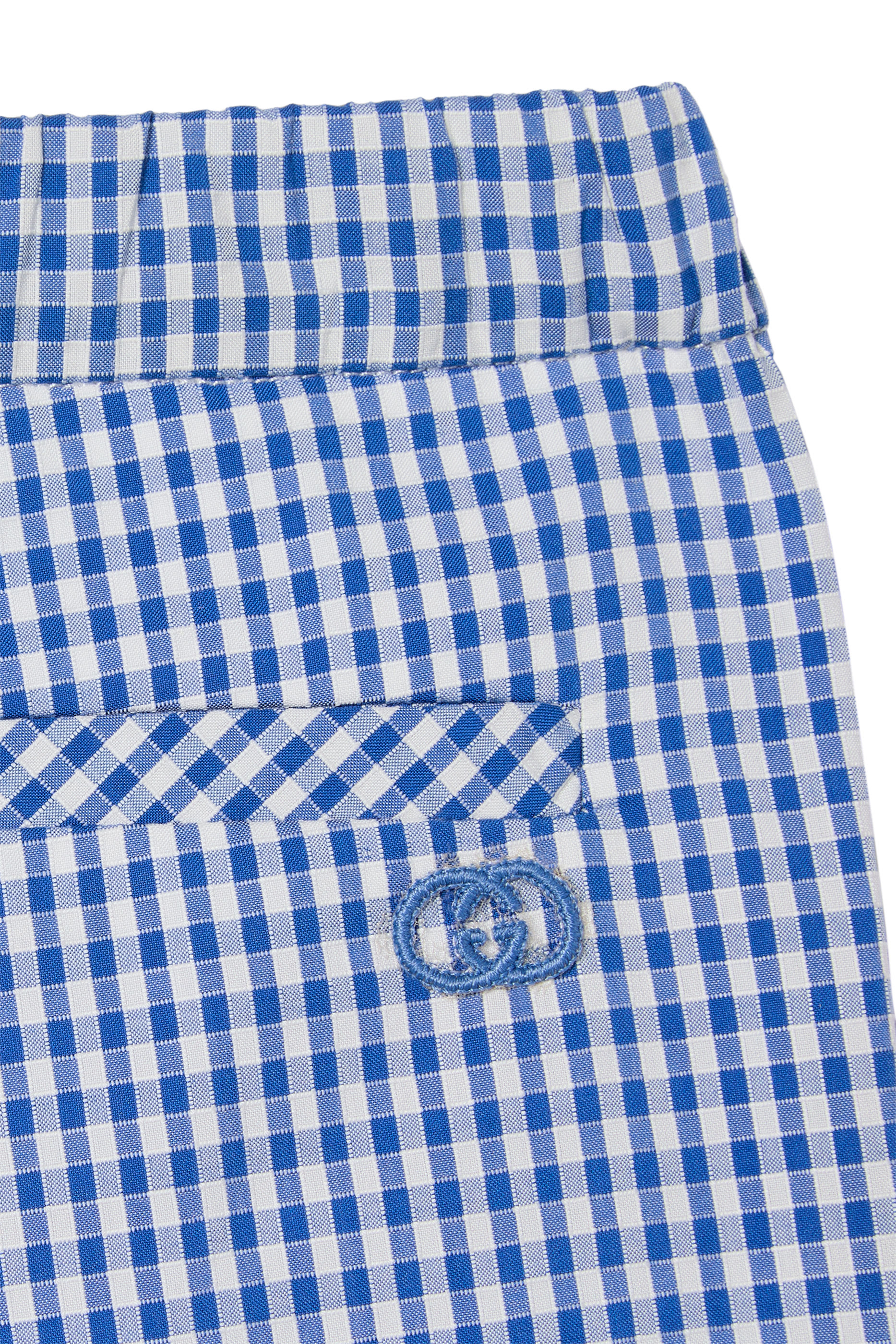Kids Interlocking G Embroidery Gingham Shorts