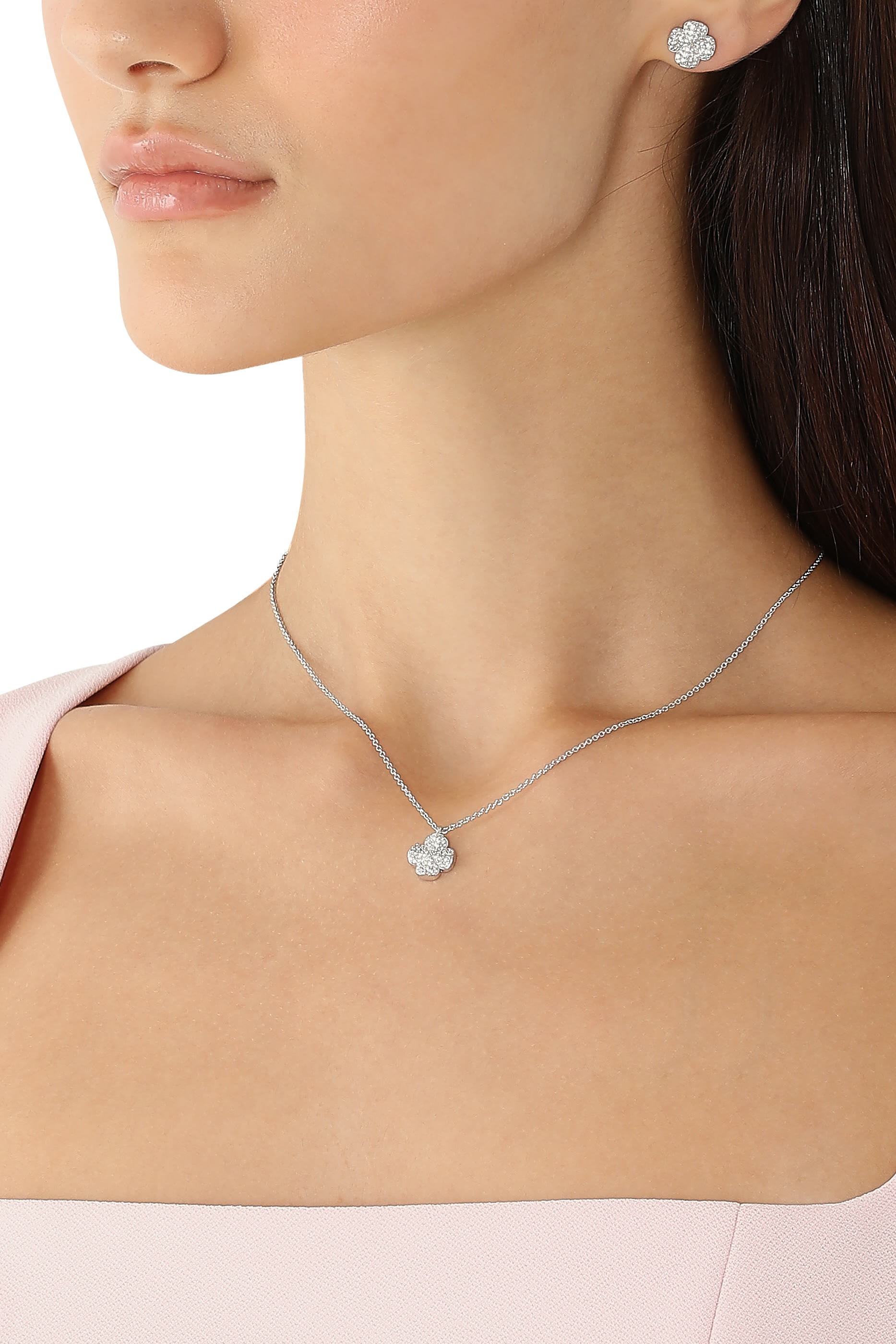 Spade Flower Pave Mini Pendant, Cubic Zirconia