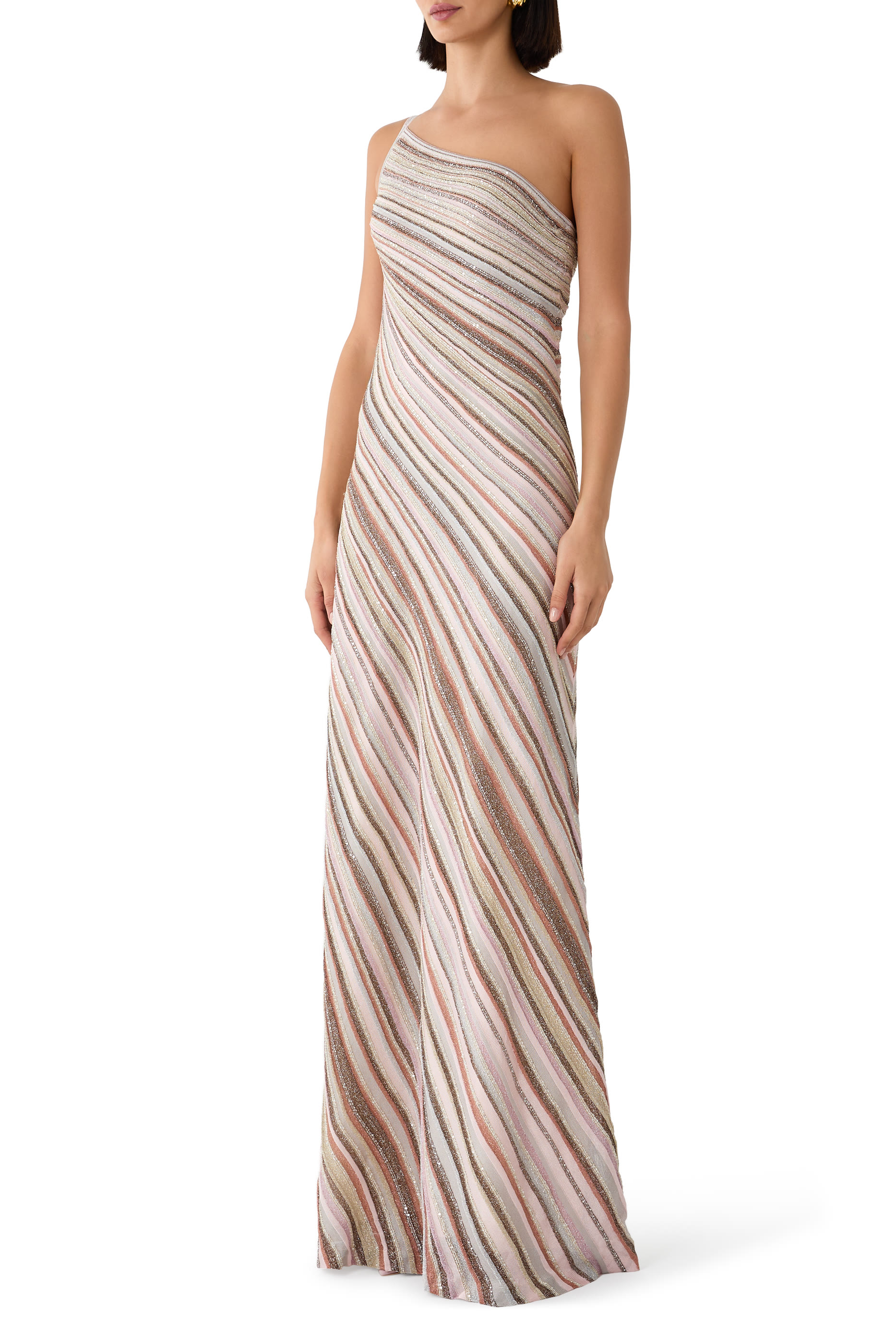 Partialized Sequined Knit Maxi Dress