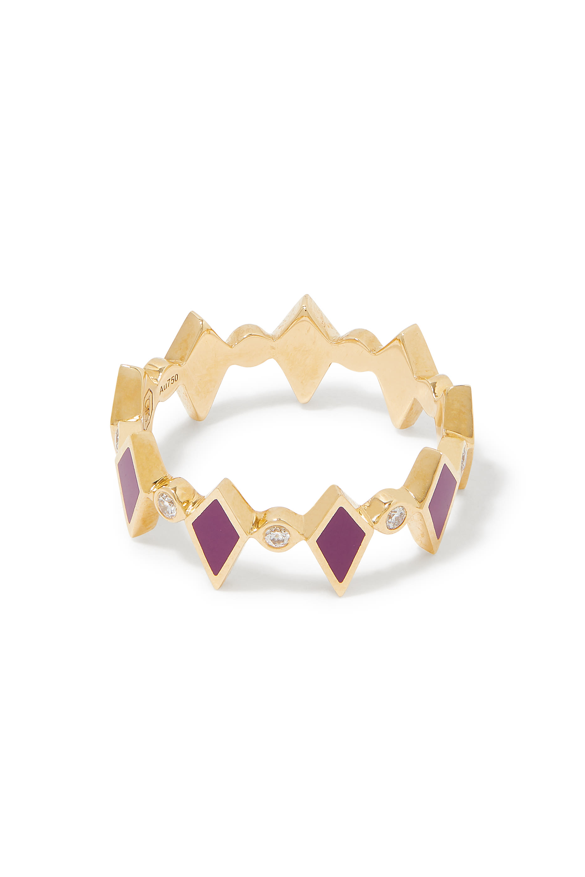 Mosaic Ring, 18k Yellow Gold & Diamonds, Enamel