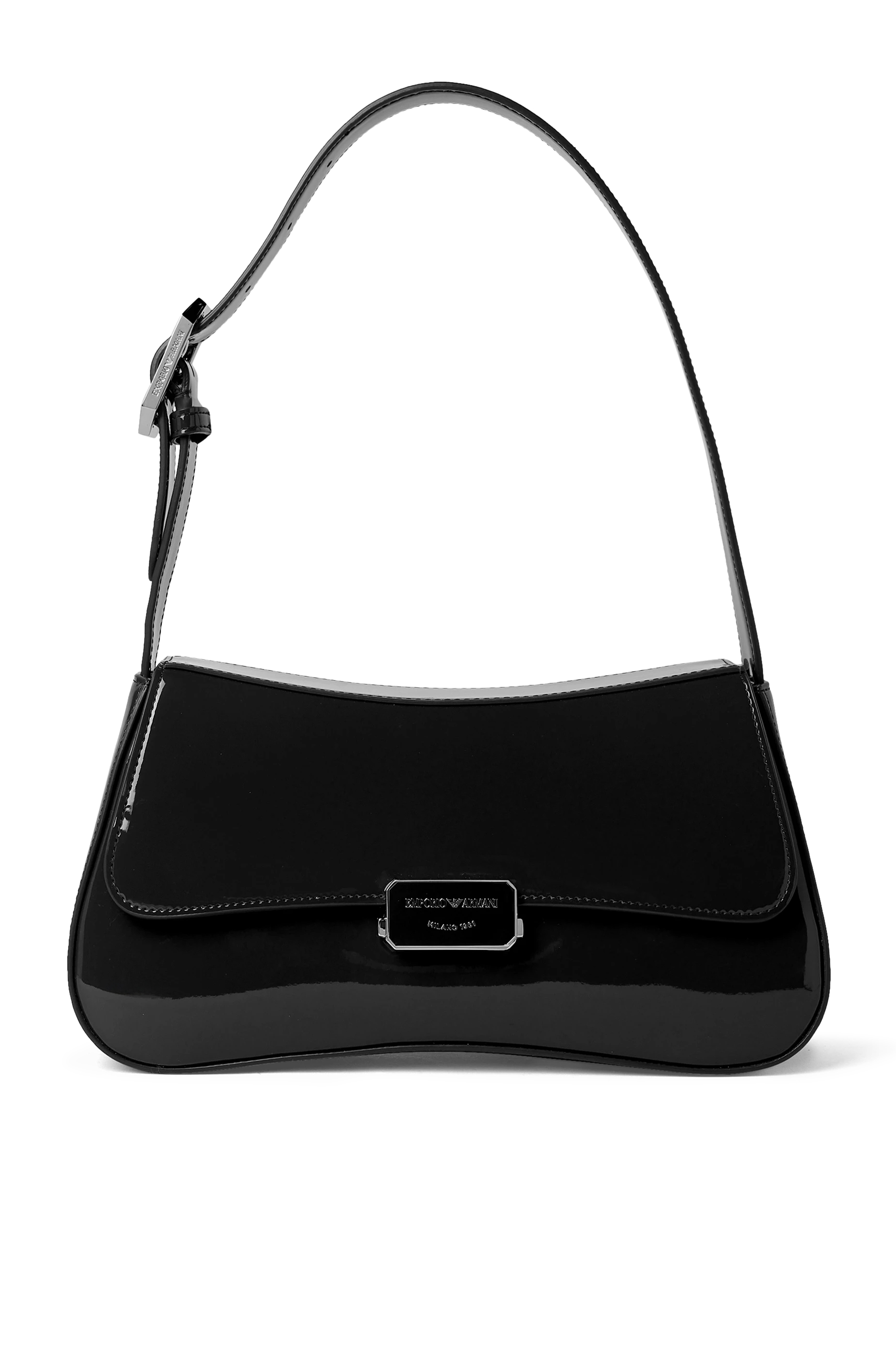 Patent-Effect Shoulder Bag