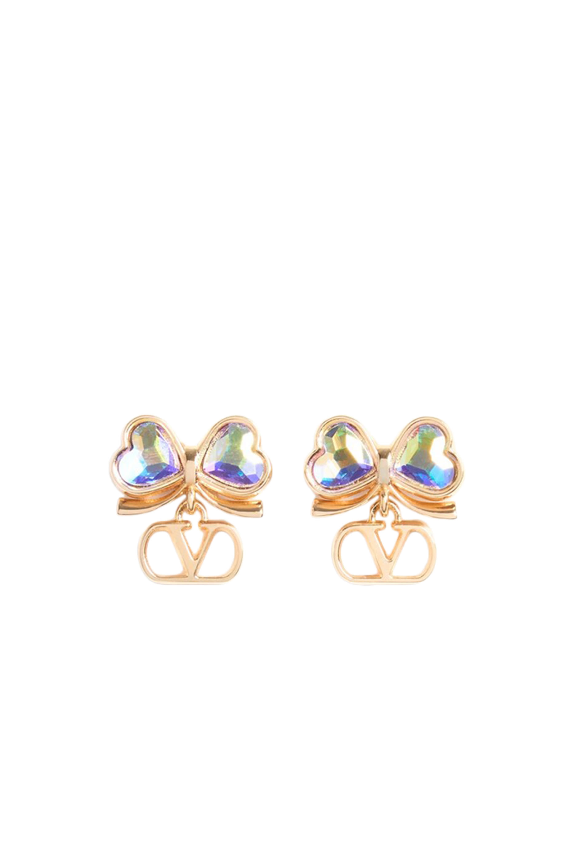 VLogo Floc Earrings in Metal and Crystals