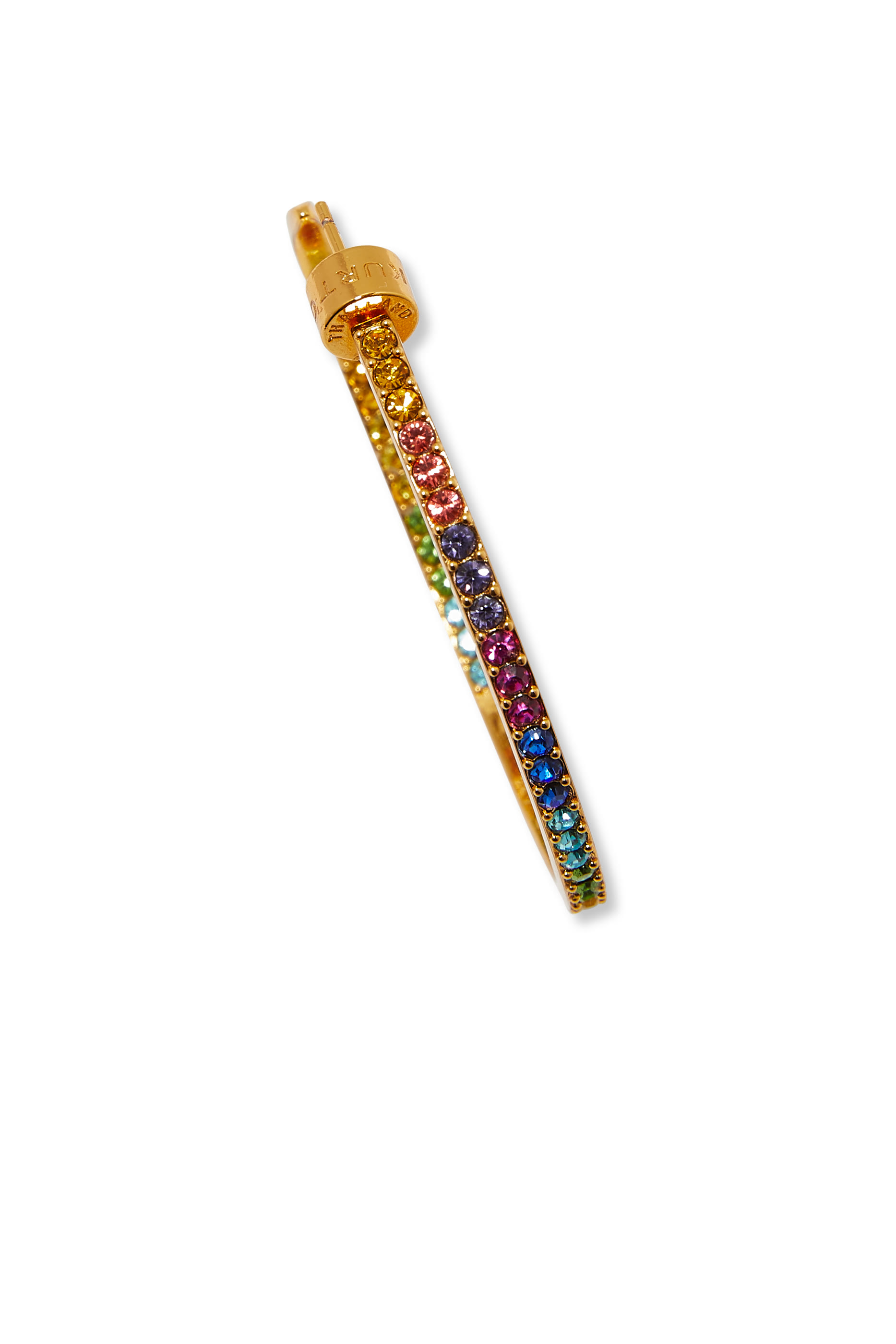 Color Jewel Hoop Earrings, Brass & Crystal