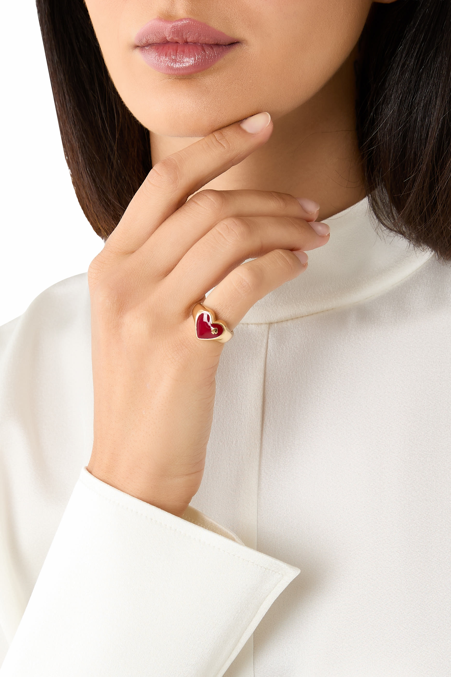 Heart And Spade Enamel Signet Ring