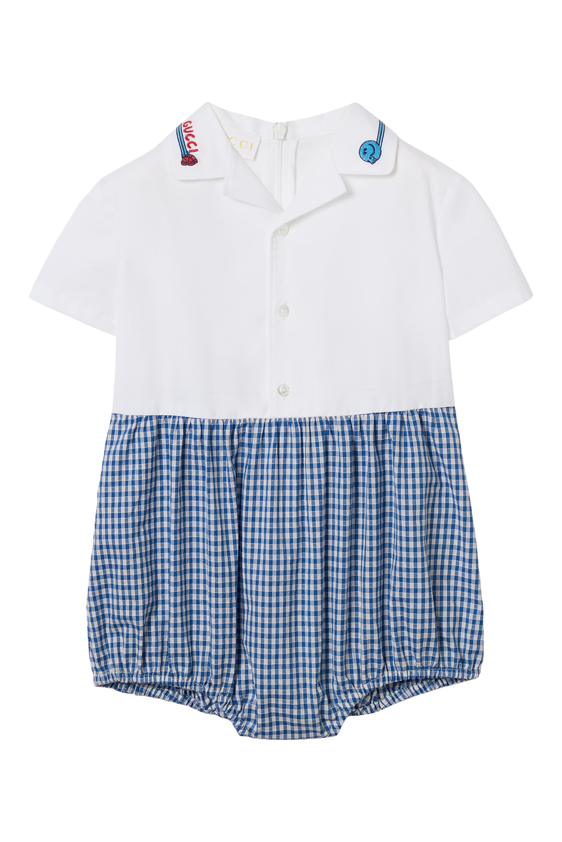 Kids Characters Embroidery Gingham One-Piece