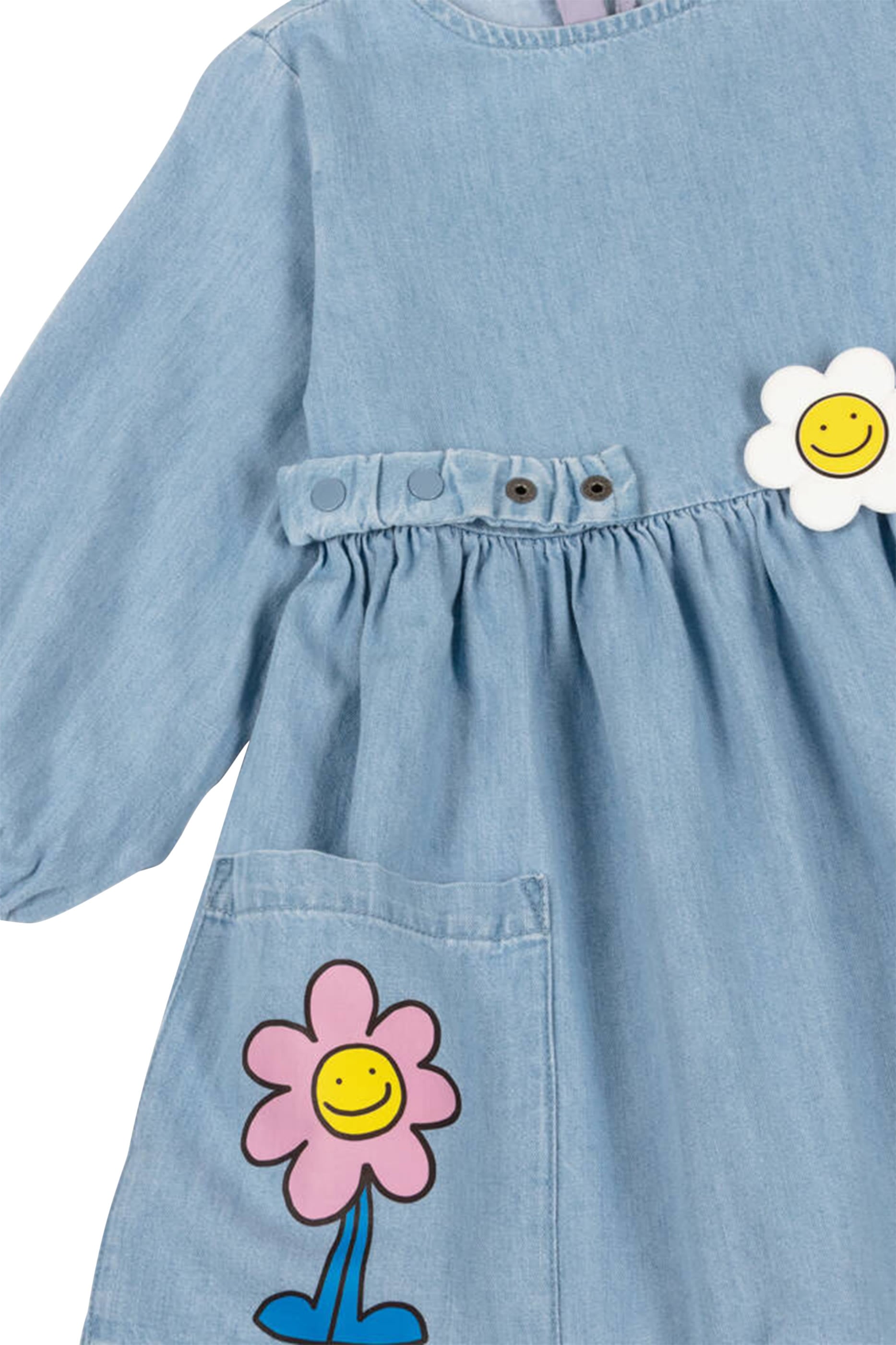 Kids  Flower Graphic Buckle Long-Sleeve Dress 